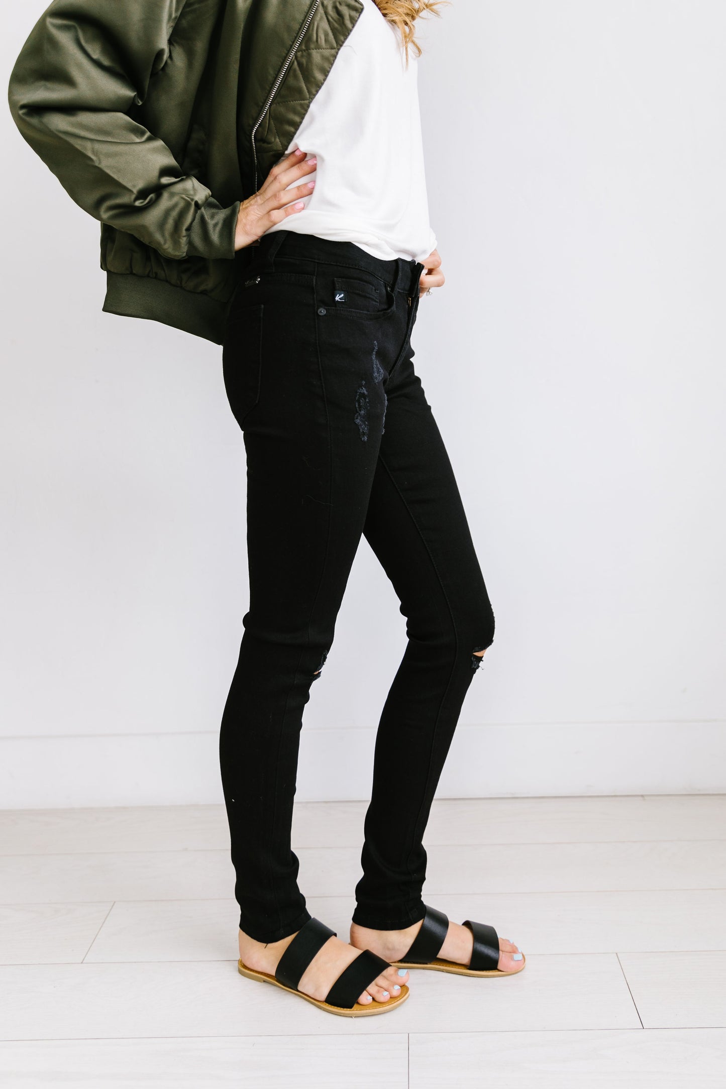Ripped Knee Black Skinny Jeans - ALL SALES FINAL