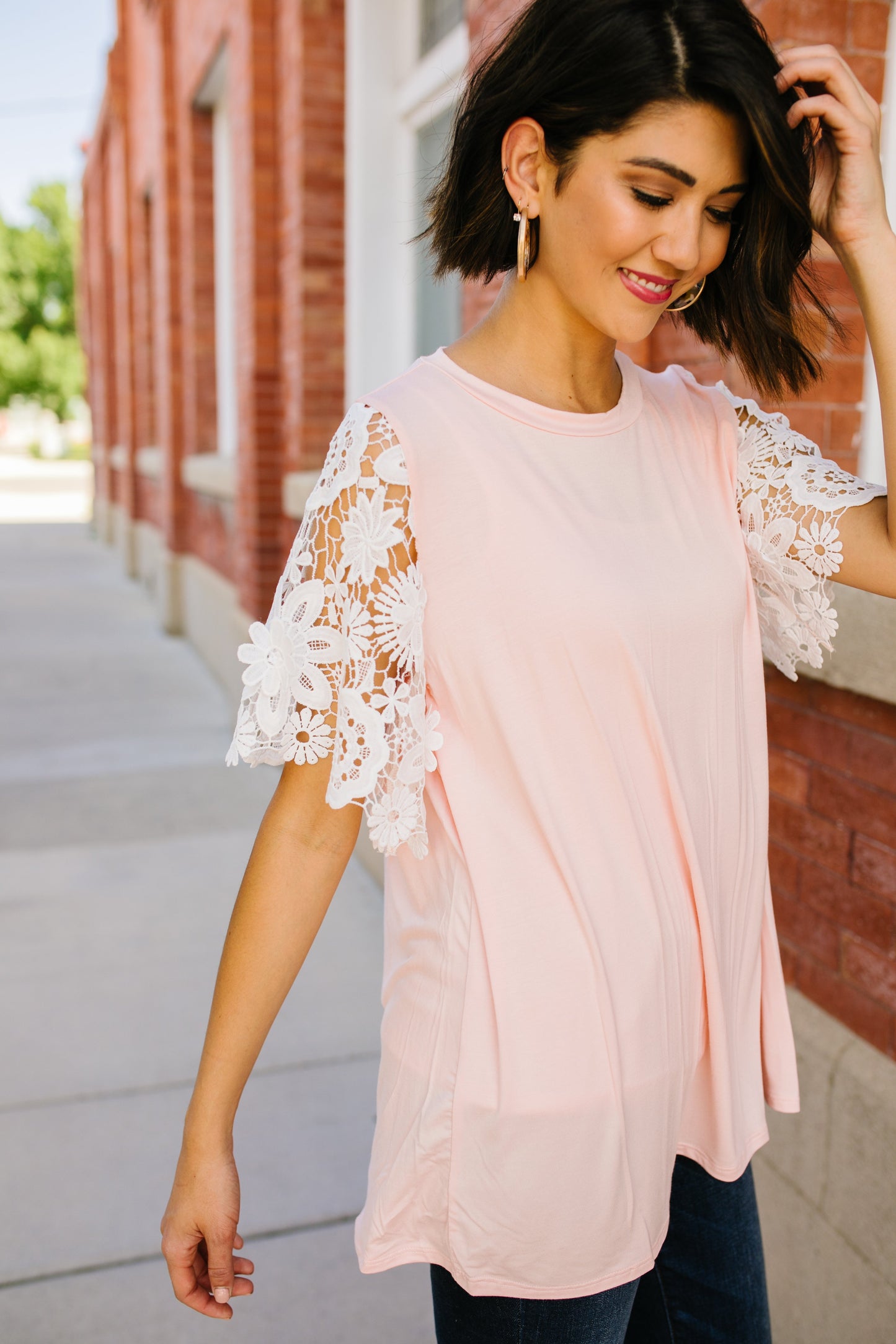 3D Lace Sleeved Top
