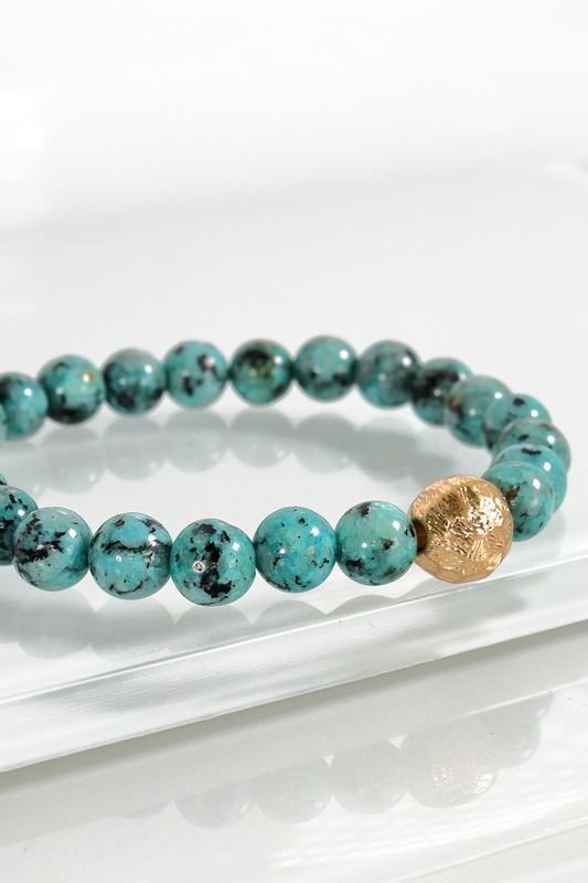 Touch Of Gold Stone Bracelet In Turquoise