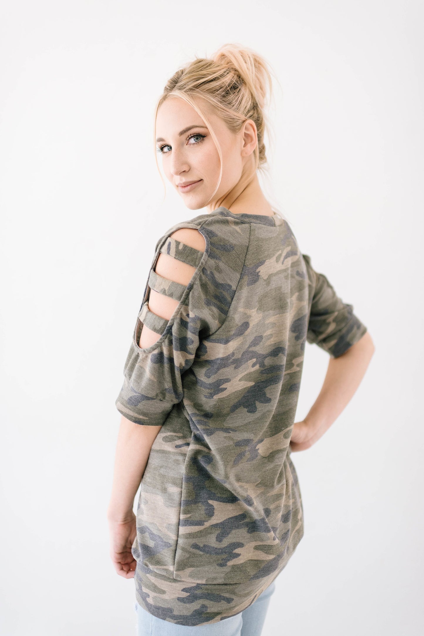 Camo Ladder Sleeve Top