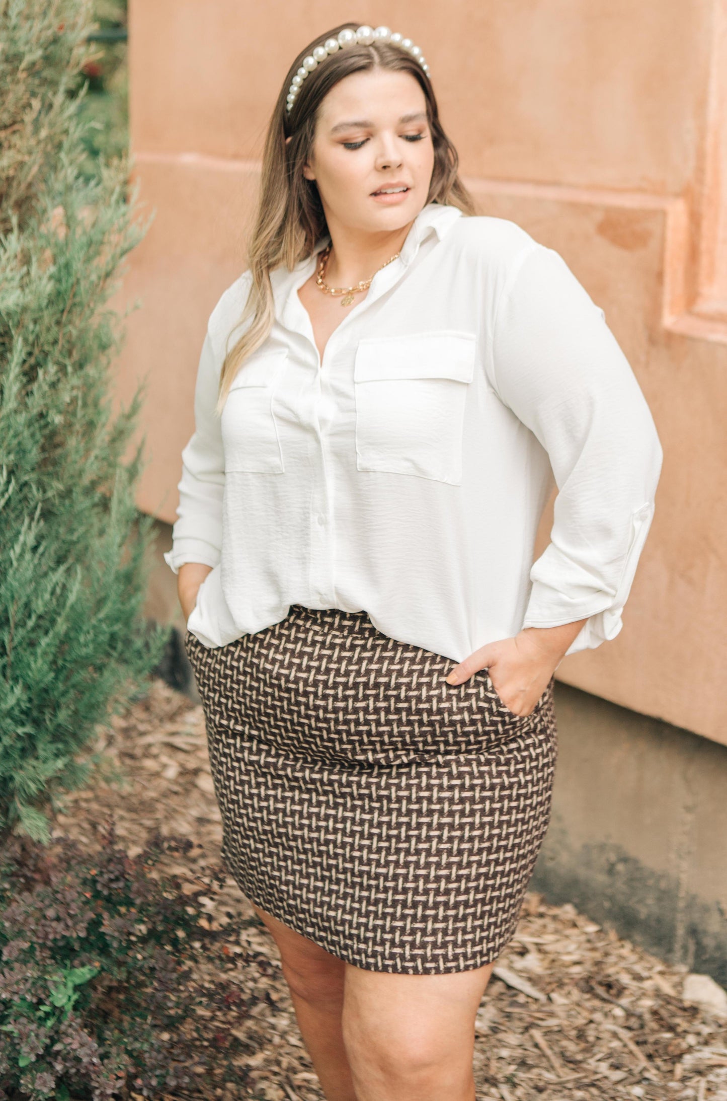 Elly Tweed Skirt in Hazlenut