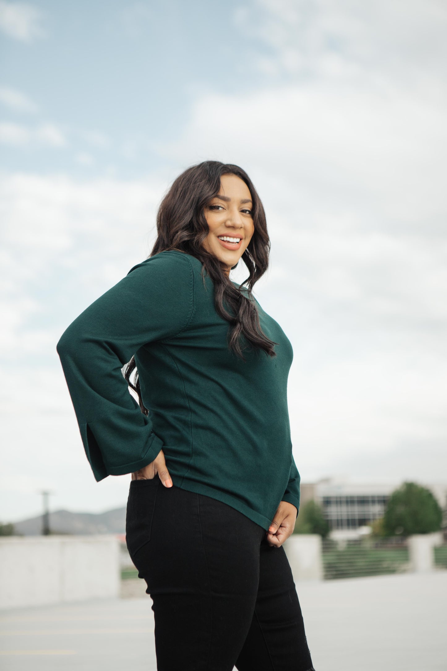 Elvira Hole In One Hunter Green Sweater