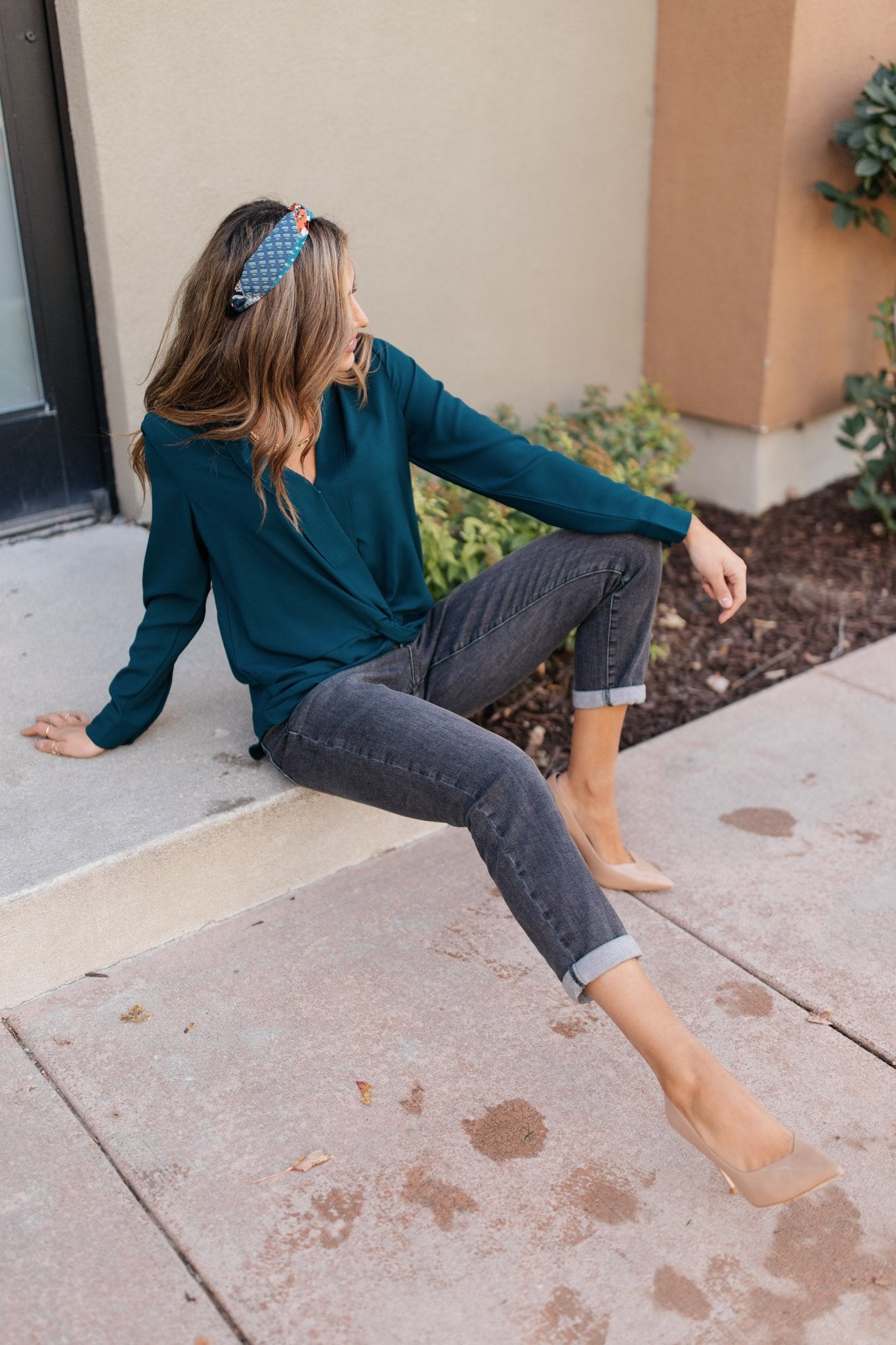 Office Miss Top in Teal