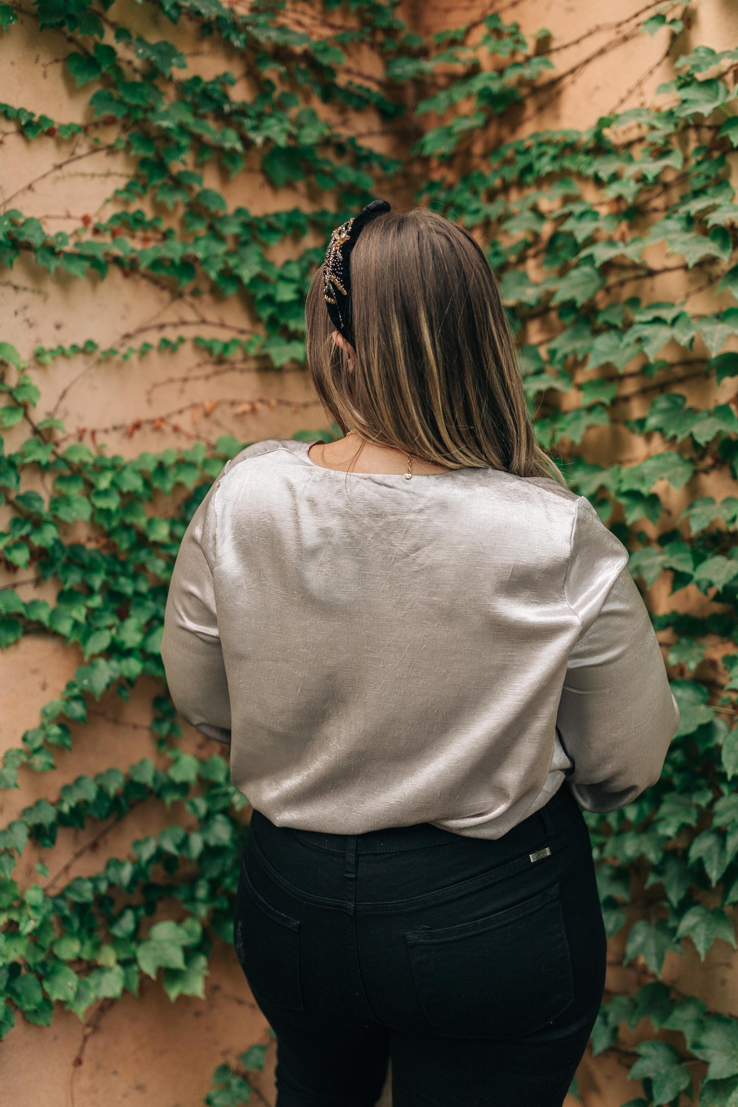 Simple Satin Top in Silver