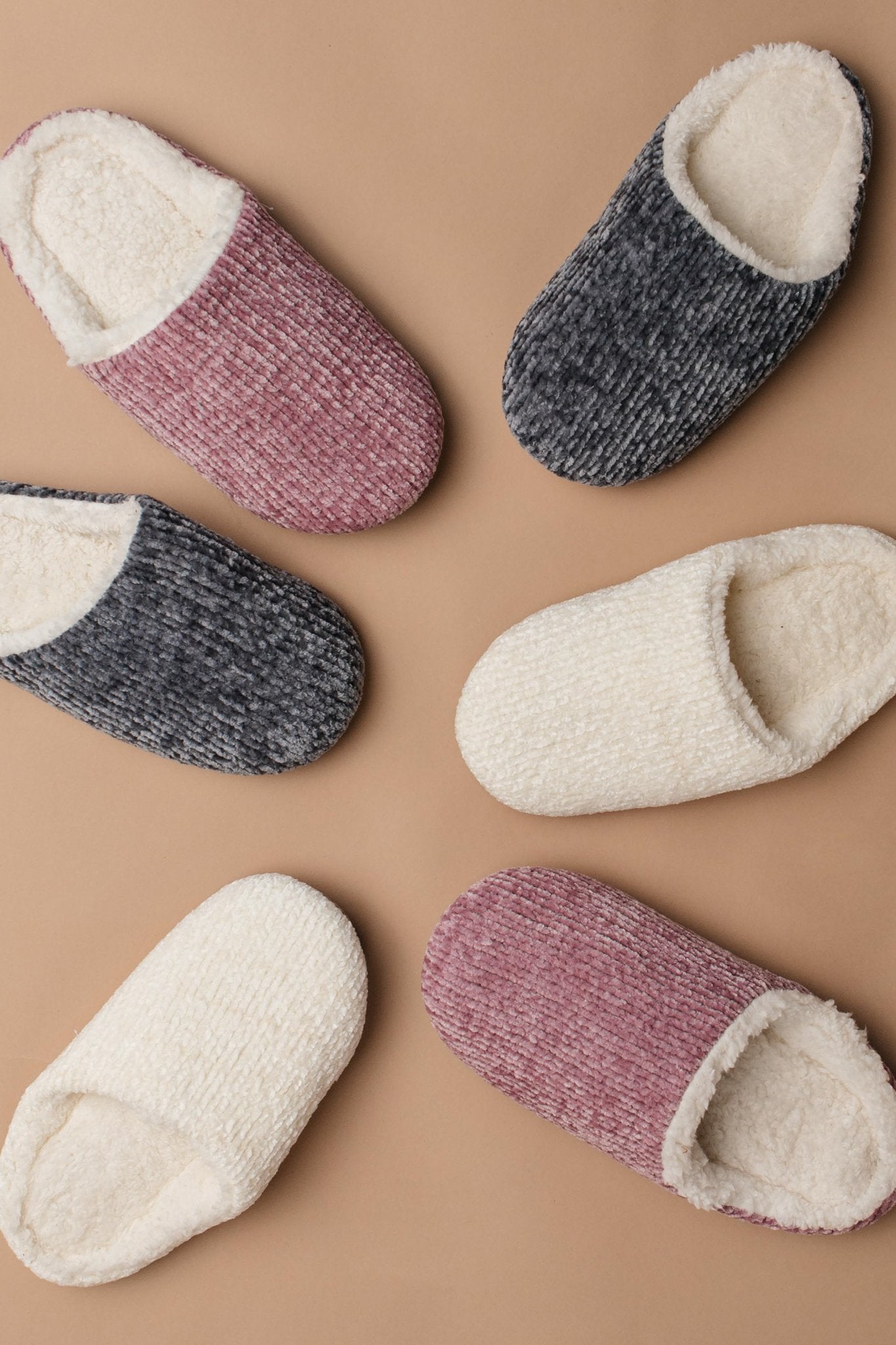 She'll Never Wear Shoes Again Chenille Slippers In Charcoal