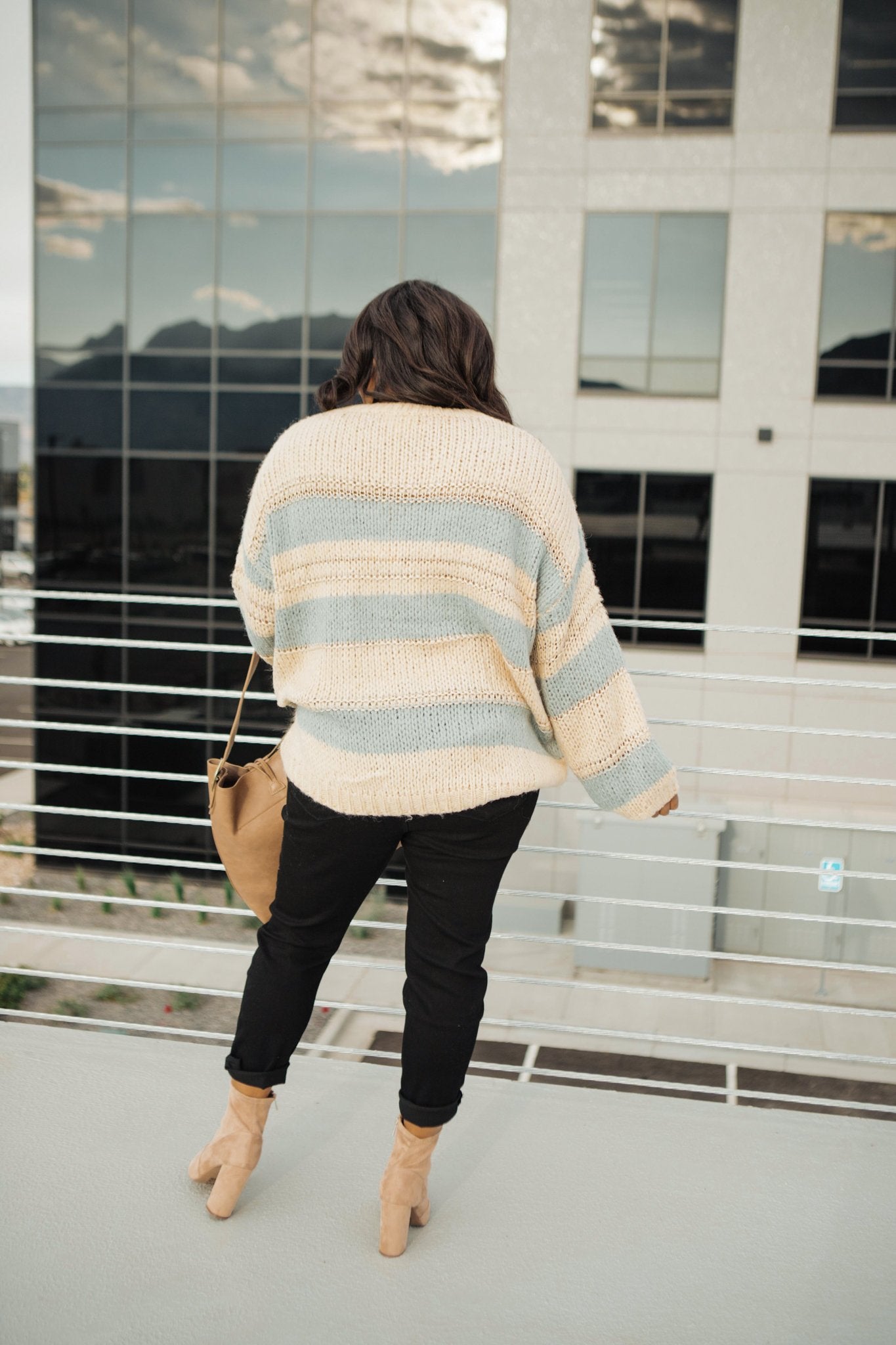 Straightforward Striped Sweater In Blue and Beige