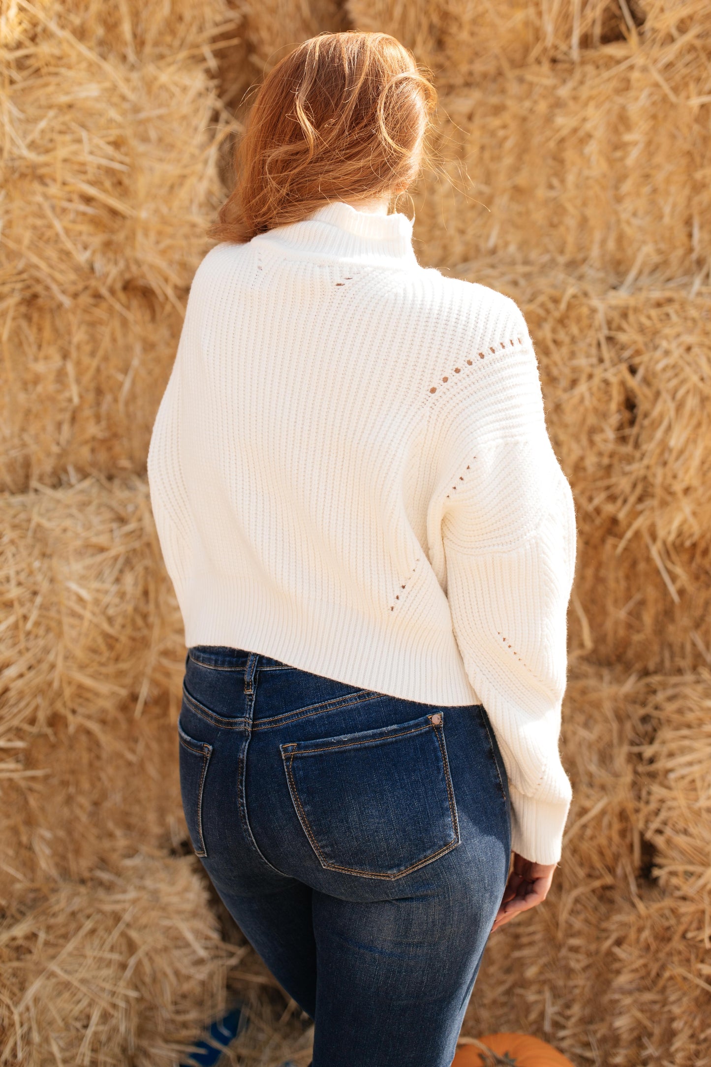 The Clara Turtle Neck Top in White