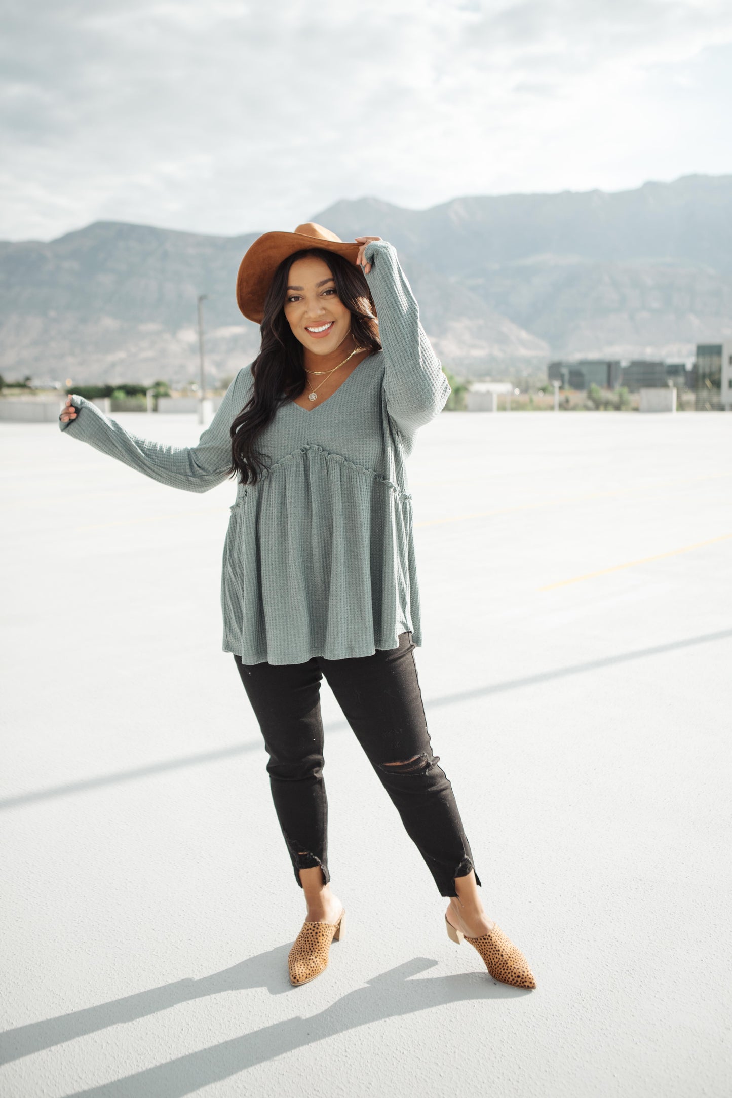 The Right Kind Of Attention Top In Dusty Blue