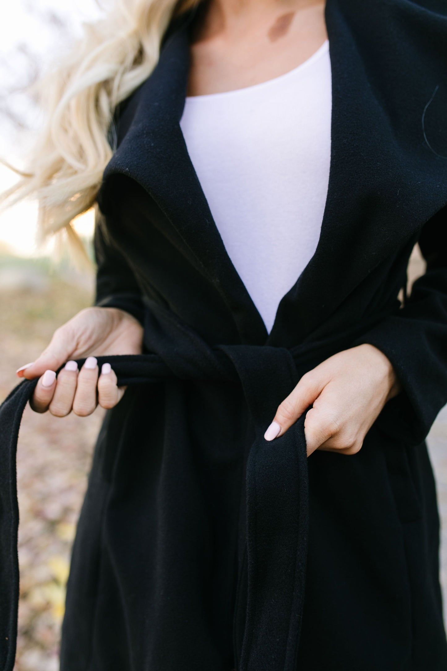 A Breath Of Paris Classic Wrap Trench Coat In Black - ALL SALES FINAL