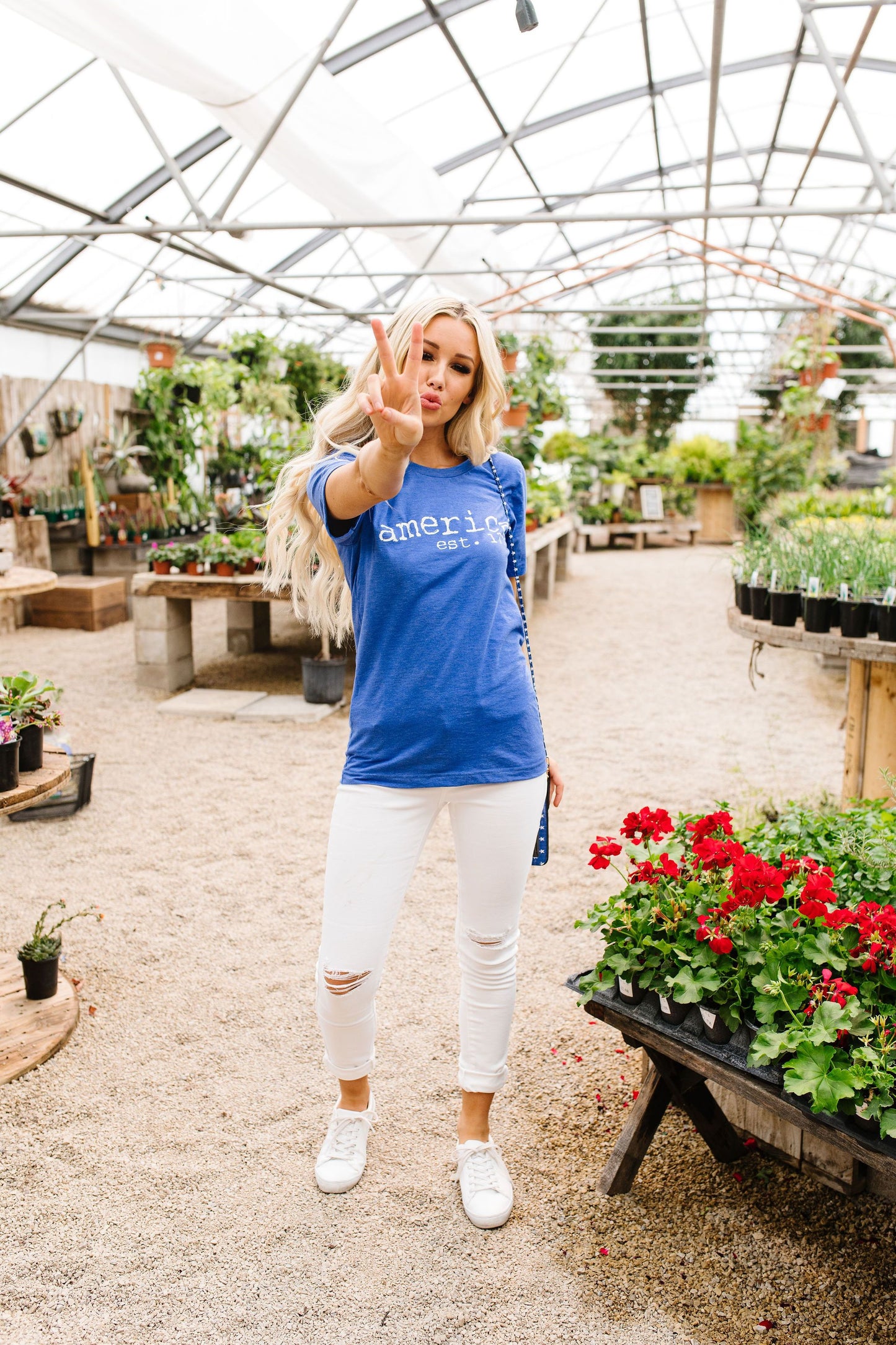 America Graphic Tee In Heather Royal