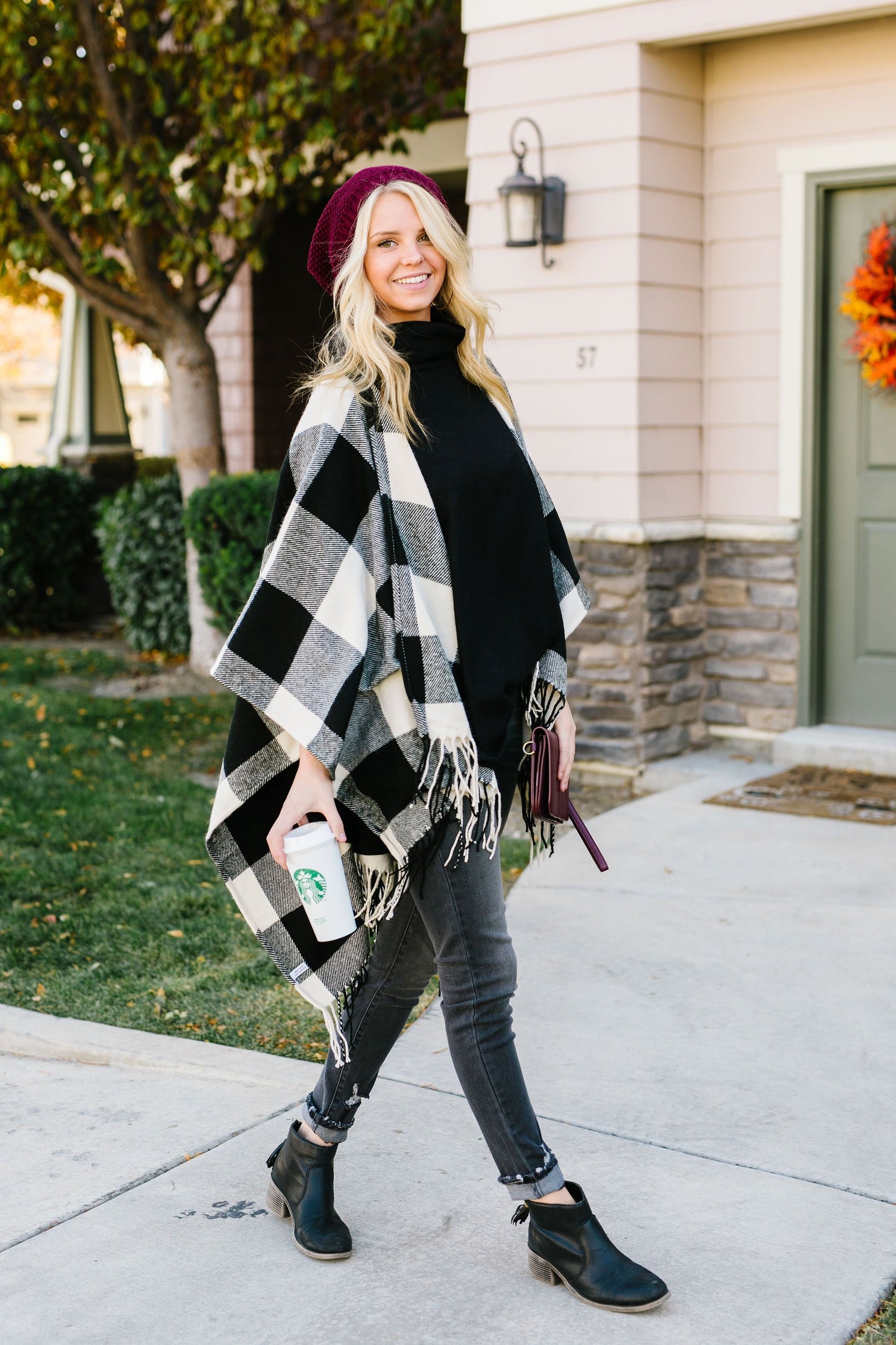 Blank Check Plaid Poncho - 11/12/2019