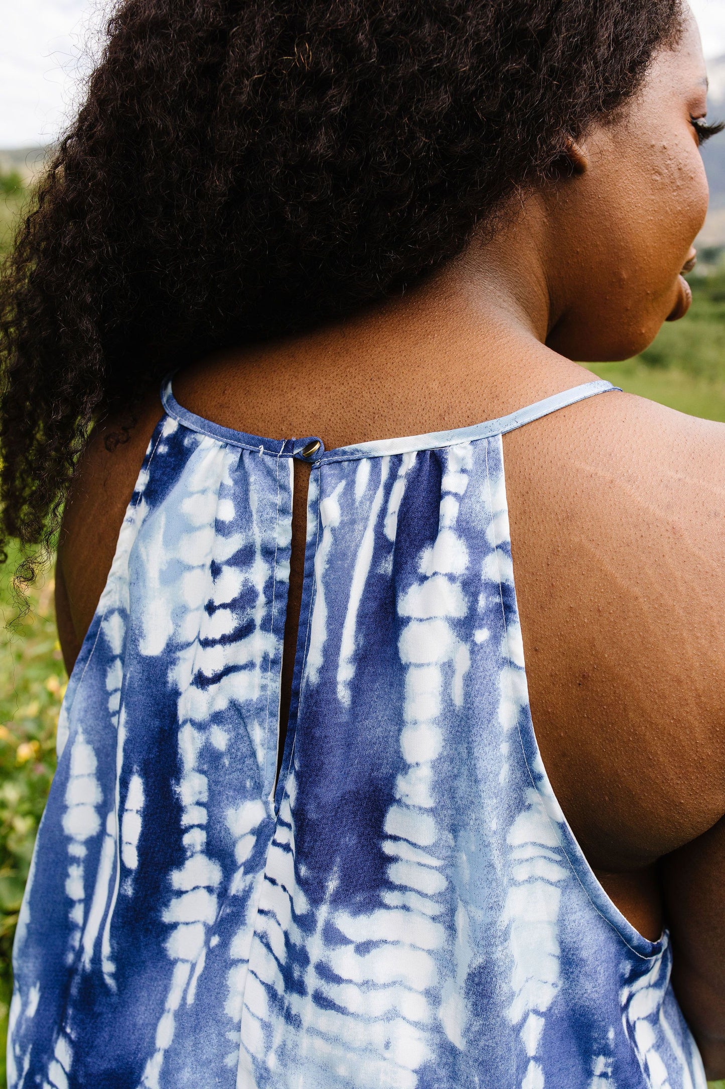 Blue Fern Tie Dye Halter Dress