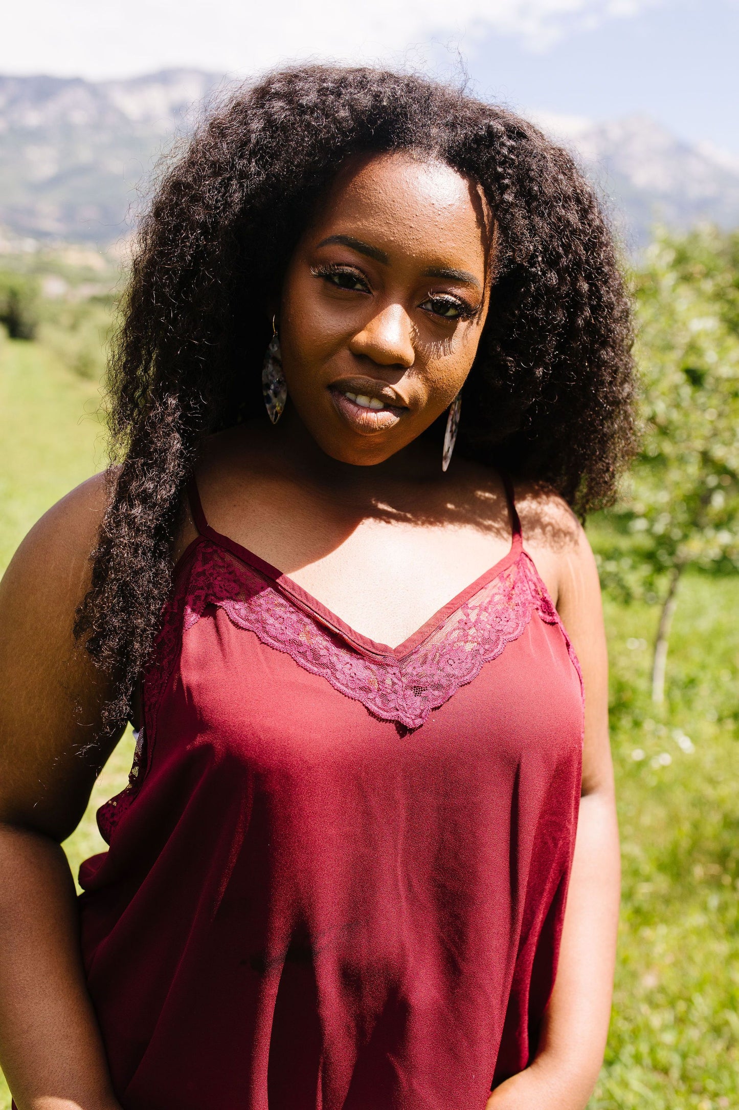 Burgundy & Lace Camisole