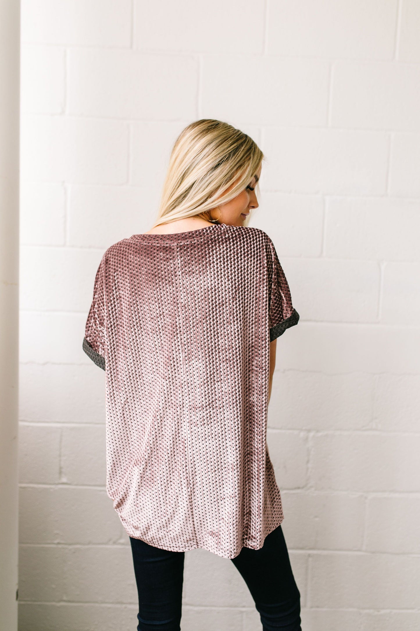 Burnout Beauty Embossed Velvet Top In Mauve - ALL SALES FINAL