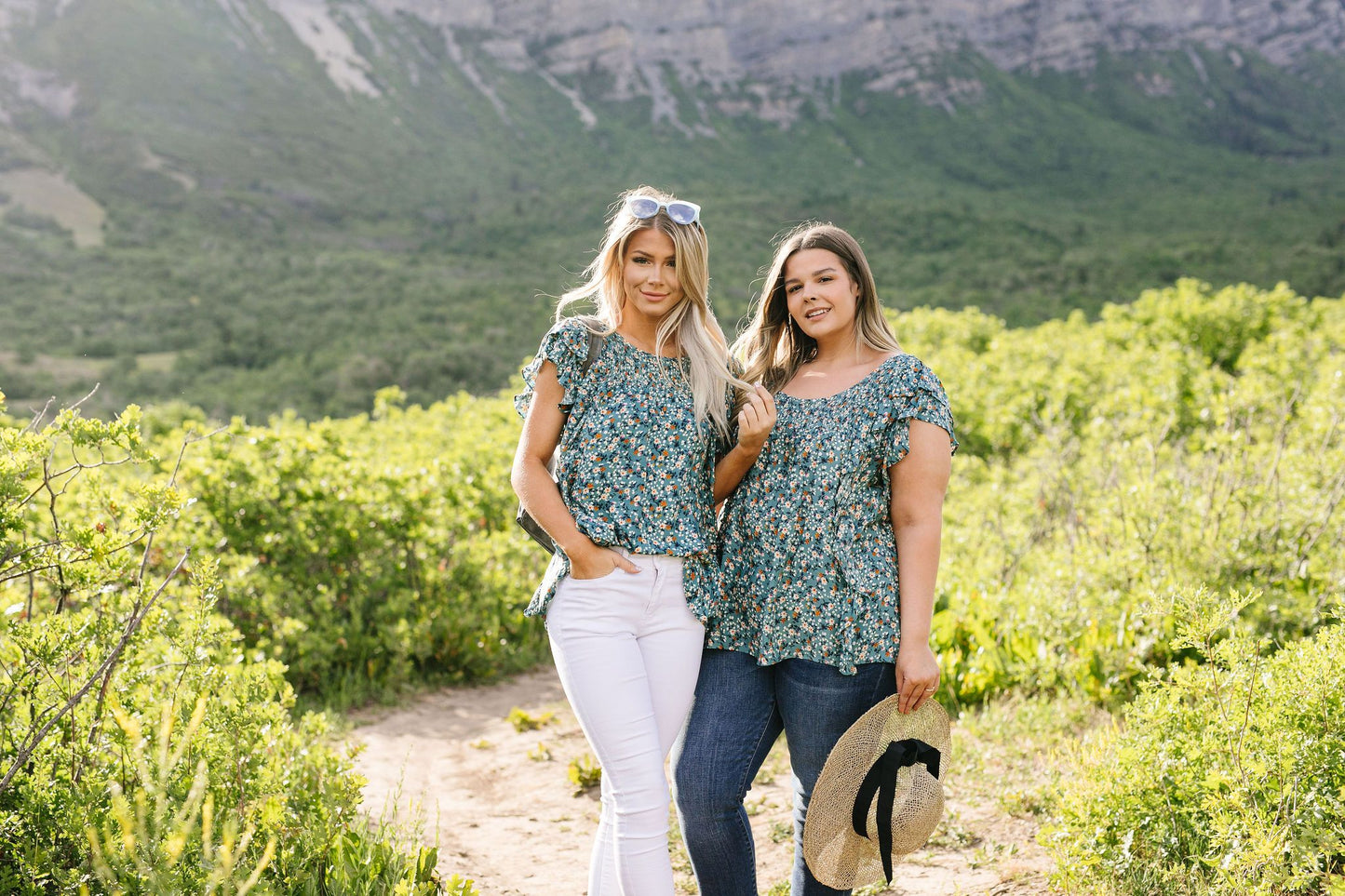 Cascading Ruffles Top In Aqua