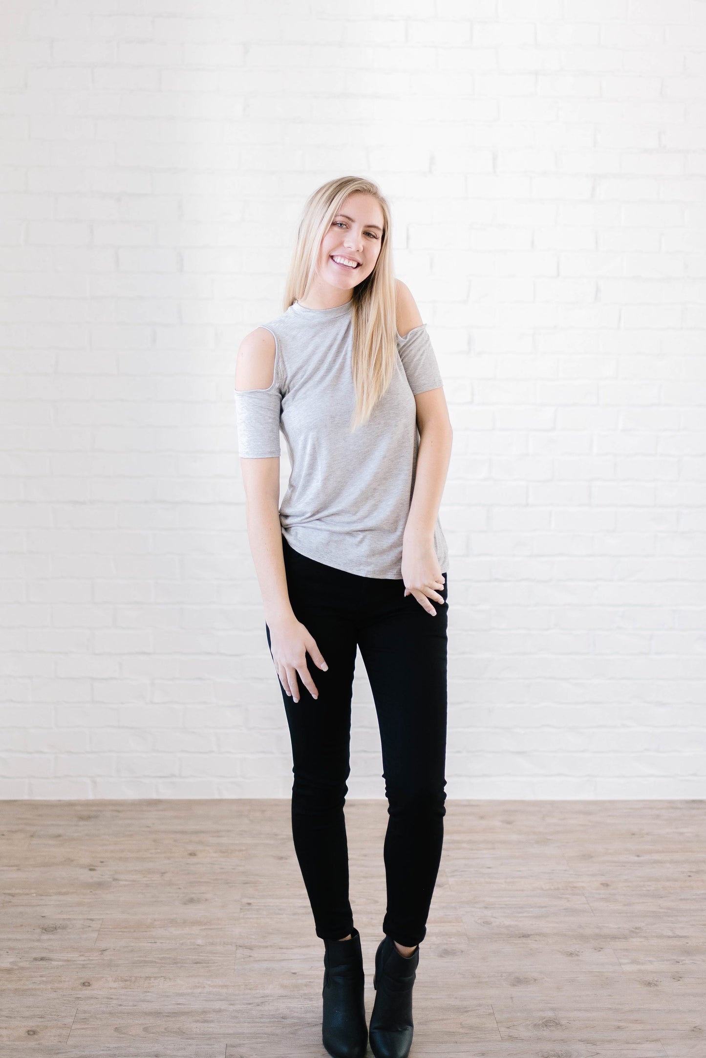 Cold Shoulders in Heather Gray