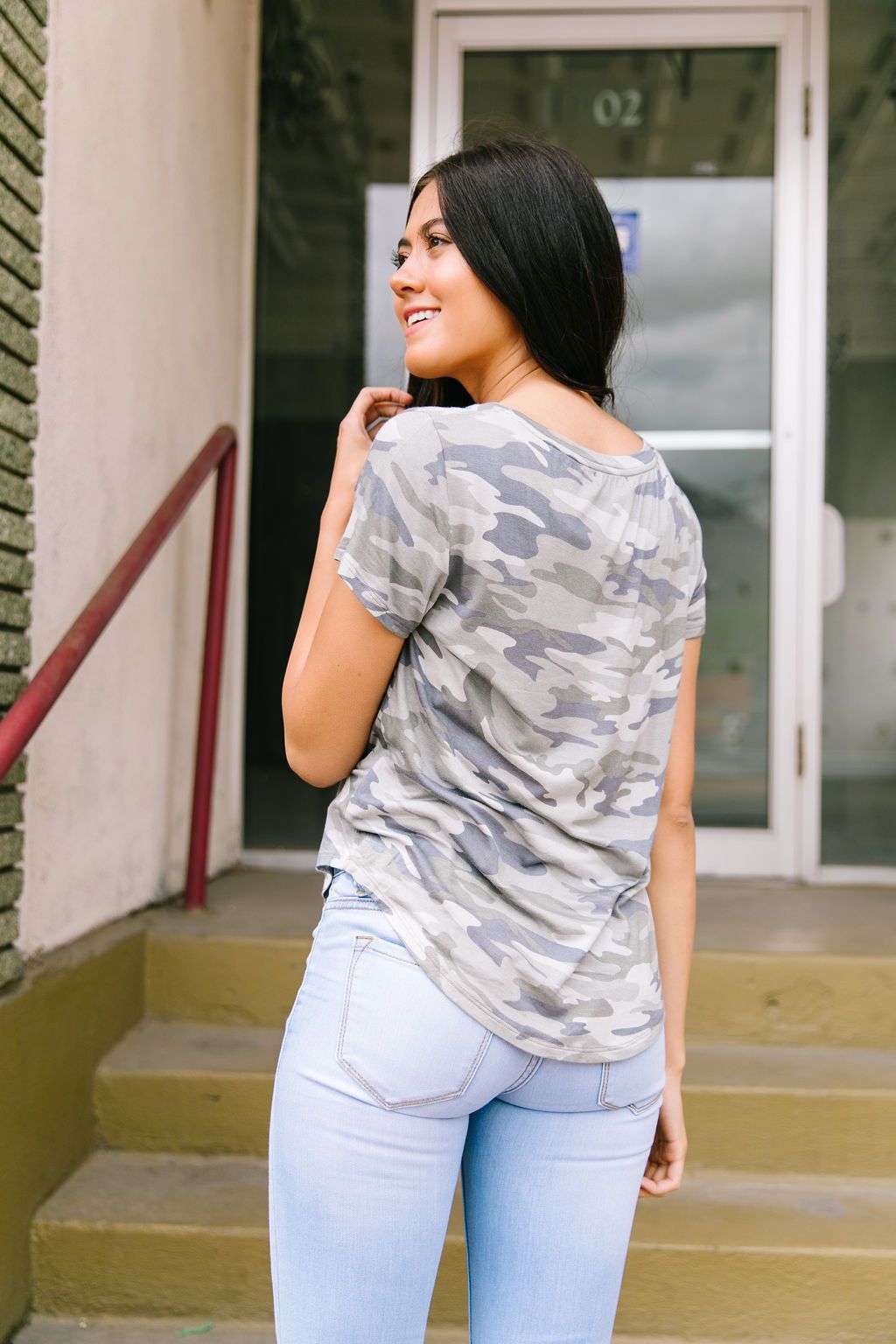 Faded Camo Scoop Neck Tee