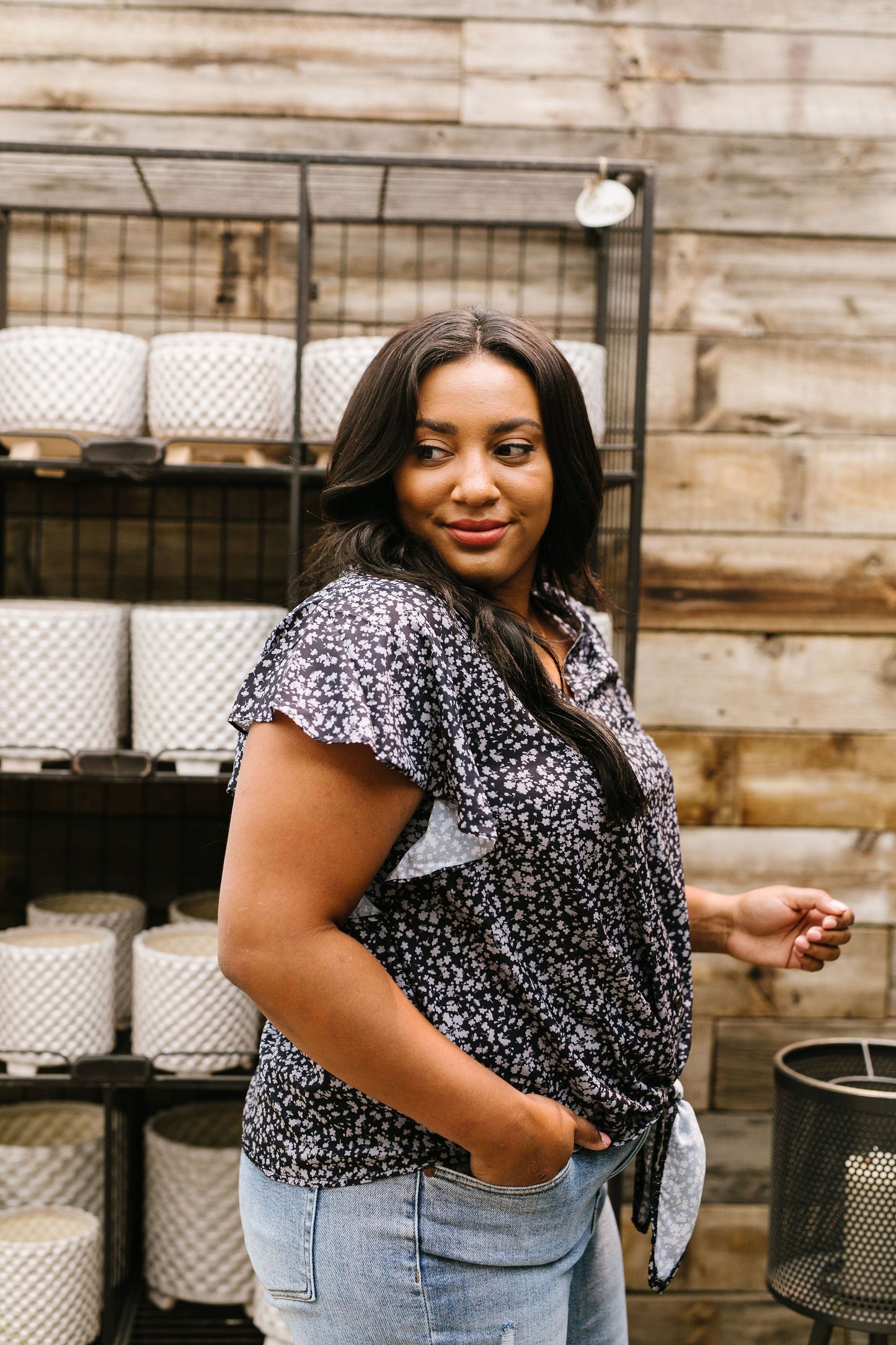 Flutters Blouse In Black