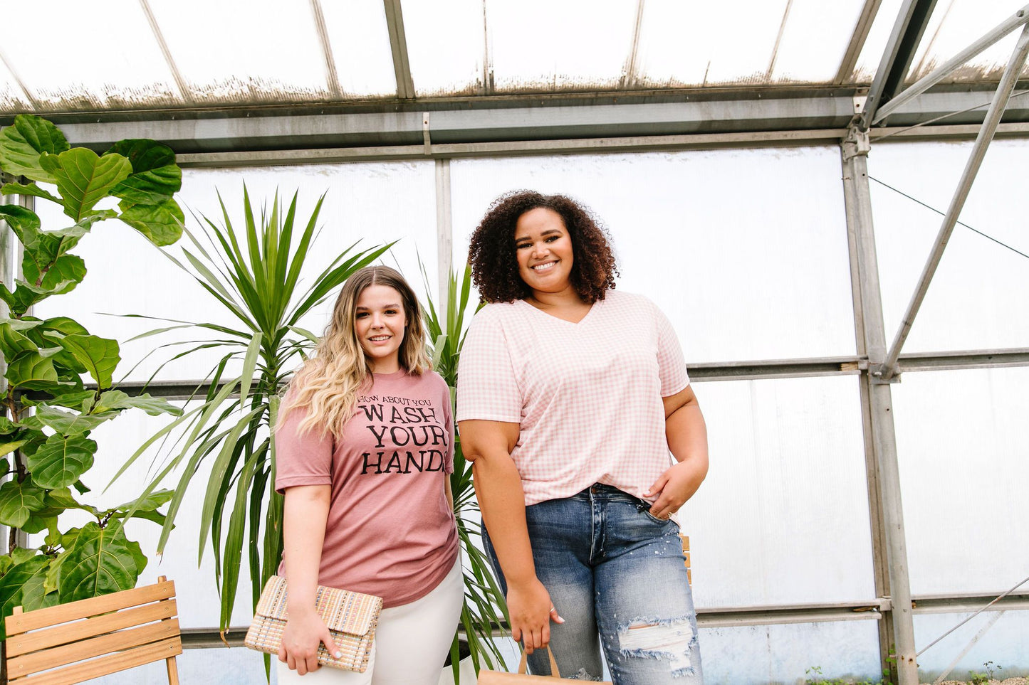 Good Girl Gingham V-neck In Pale Pink