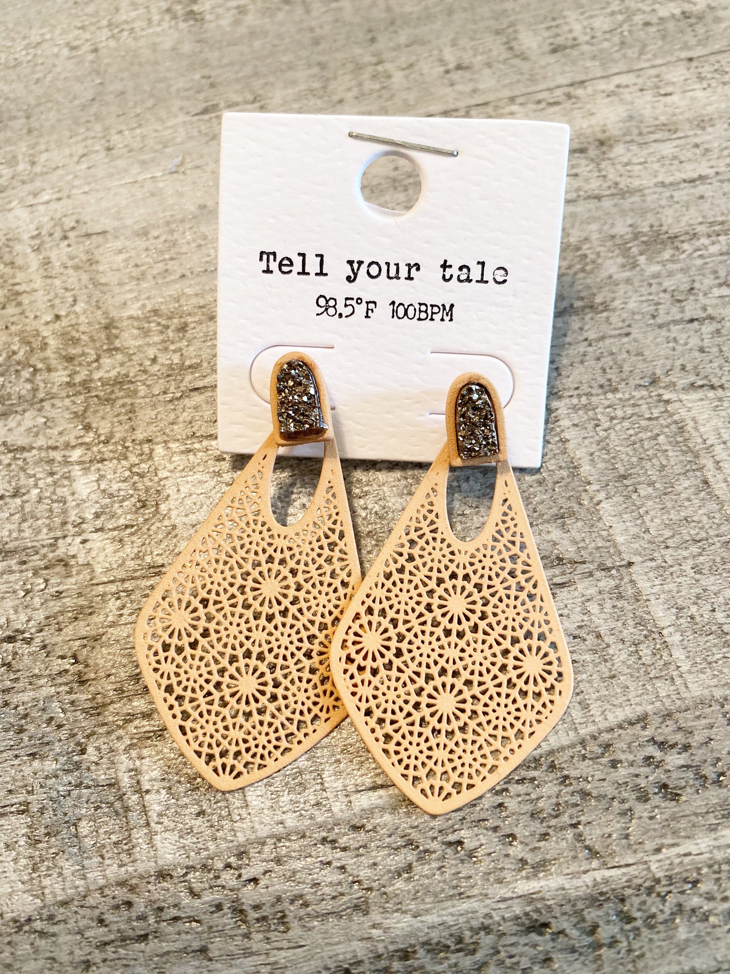 Nude Druzy Metal Earrings