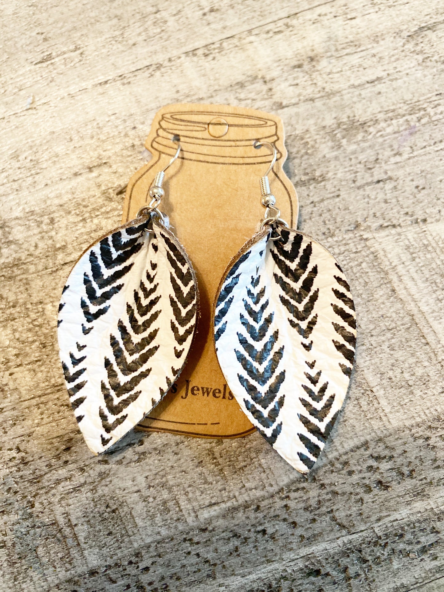 Black + White Leather Earrings