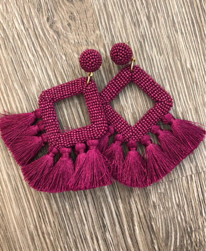 Ellie Fringe Drop Earrings- Multiple Color Options