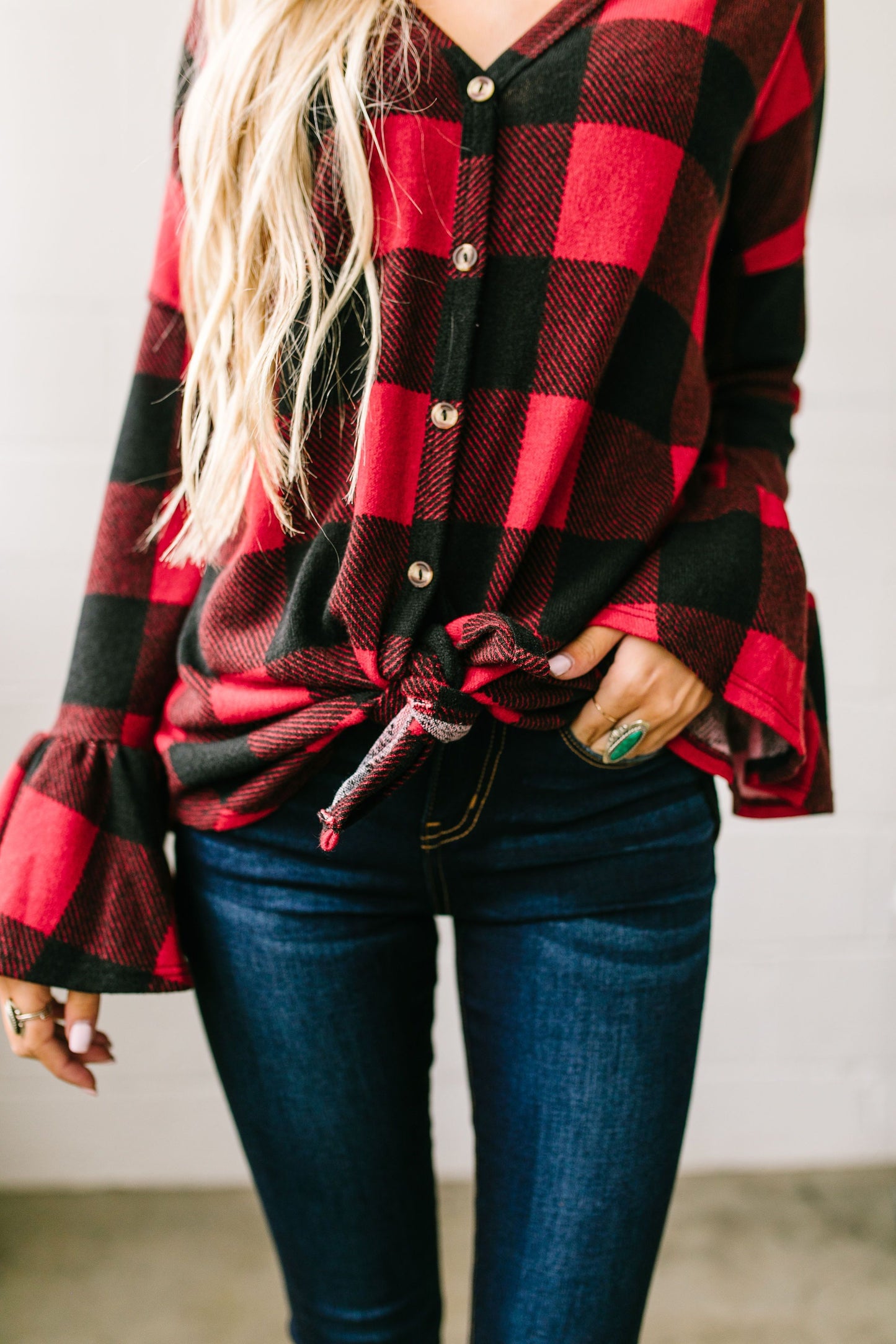 Into The Woods Ribbed Tie Front Top