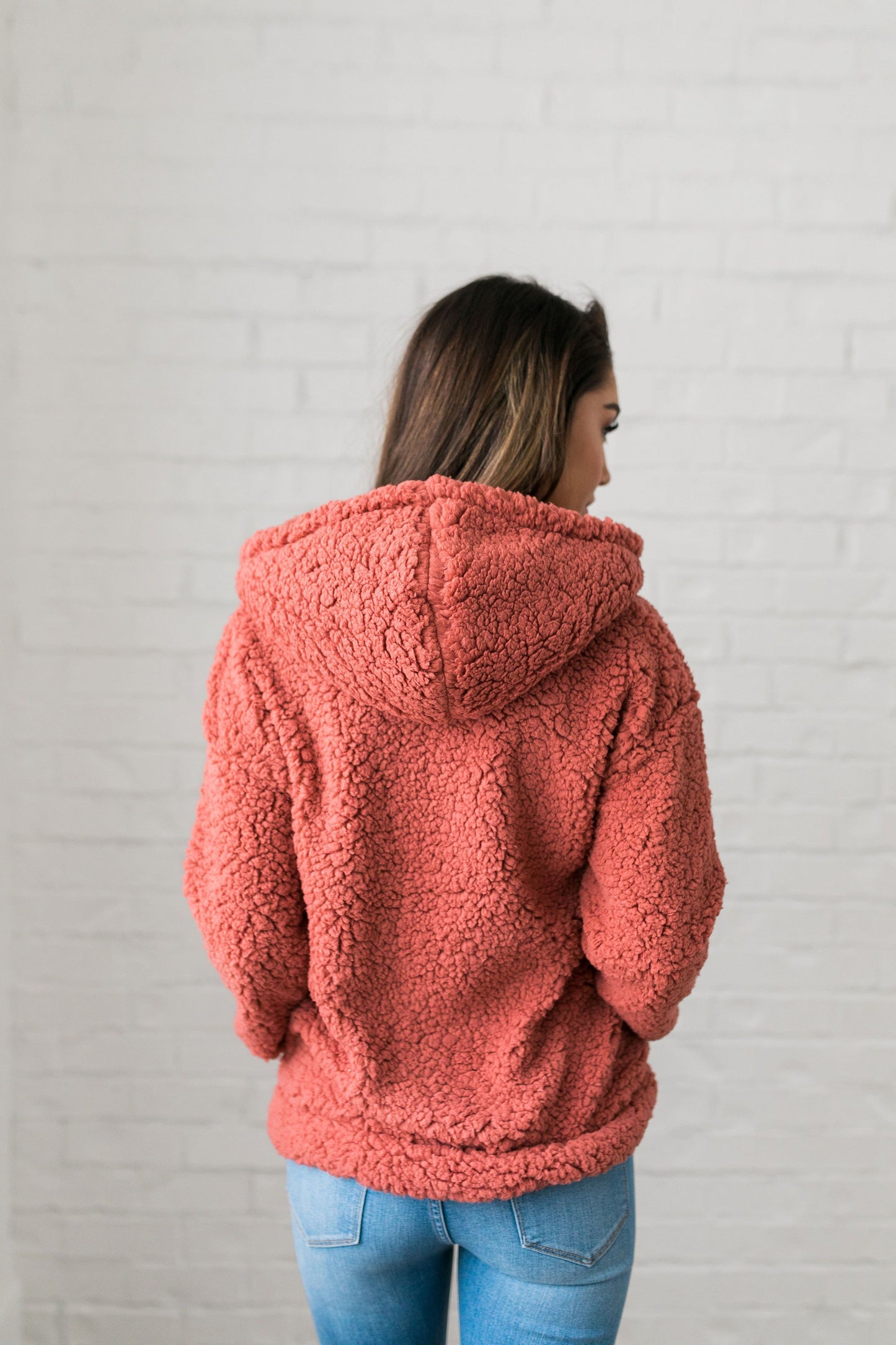 It's So Fluffy Sherpa Hoodie In Auburn - ALL SALES FINAL