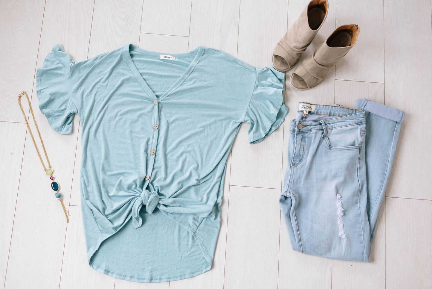 Jessica Ties Top In Seafoam