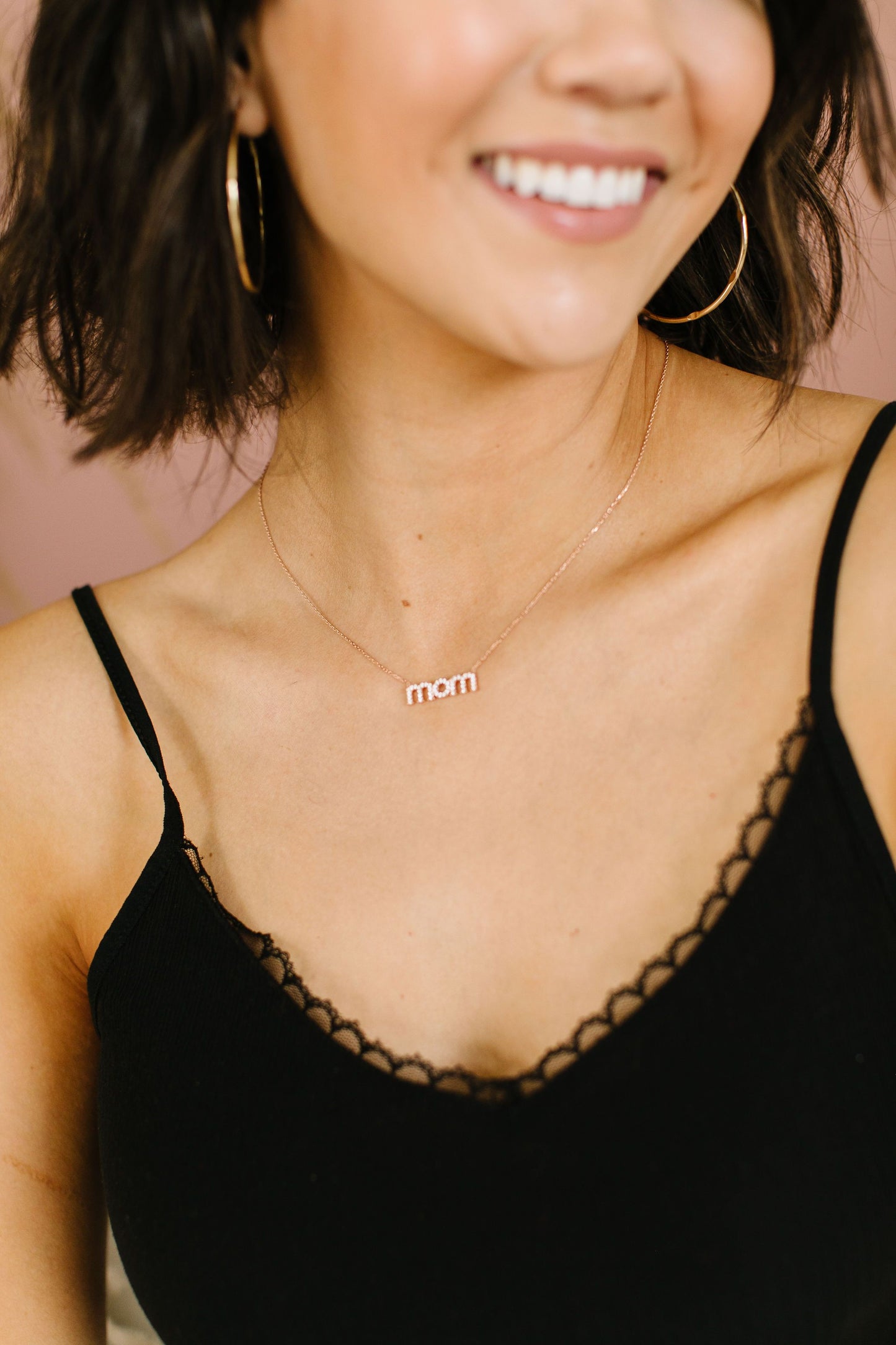 Rhinestone Mom Necklace In Silver