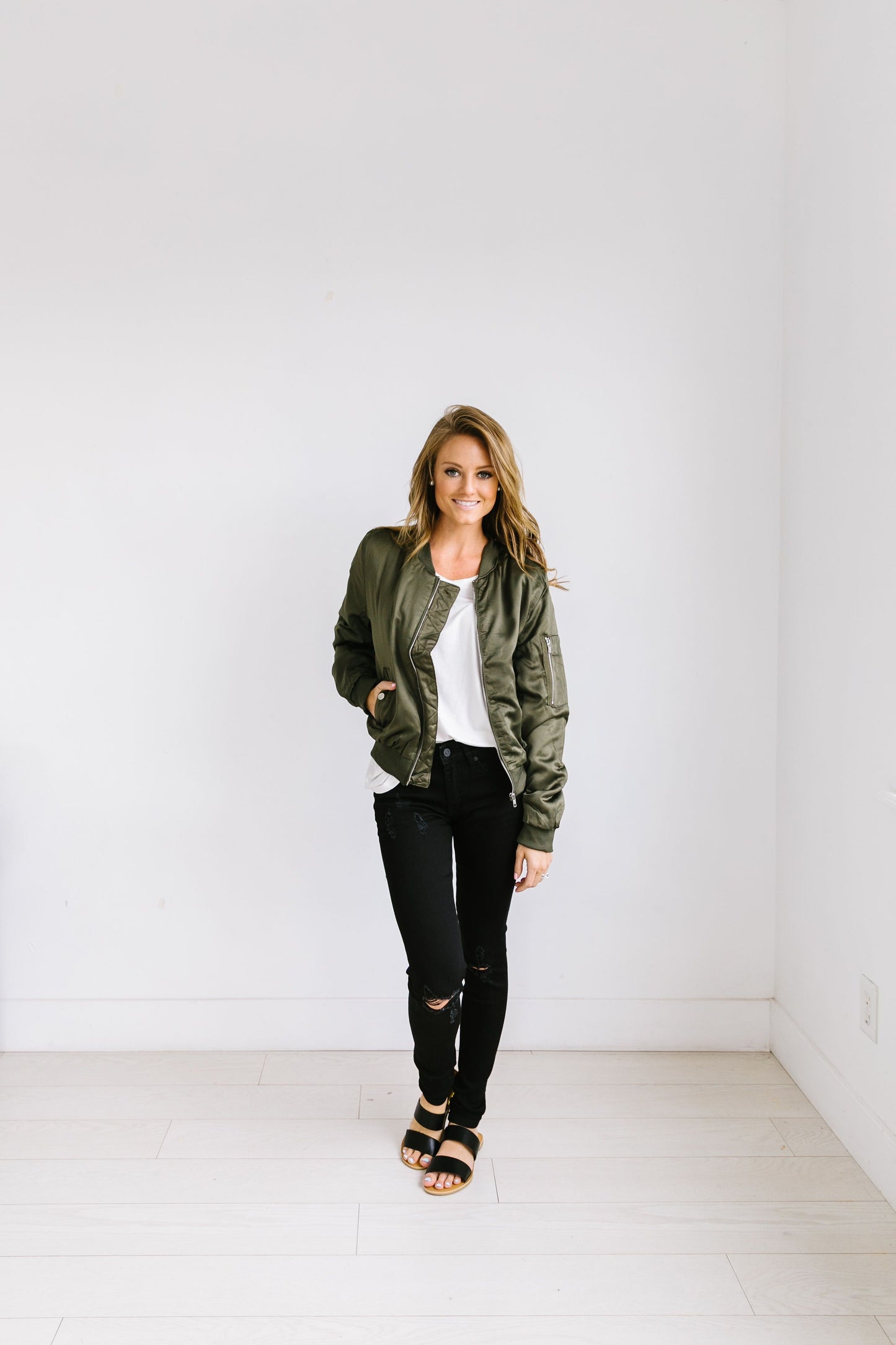 Olivia Olive Green Bomber - ALL SALES FINAL