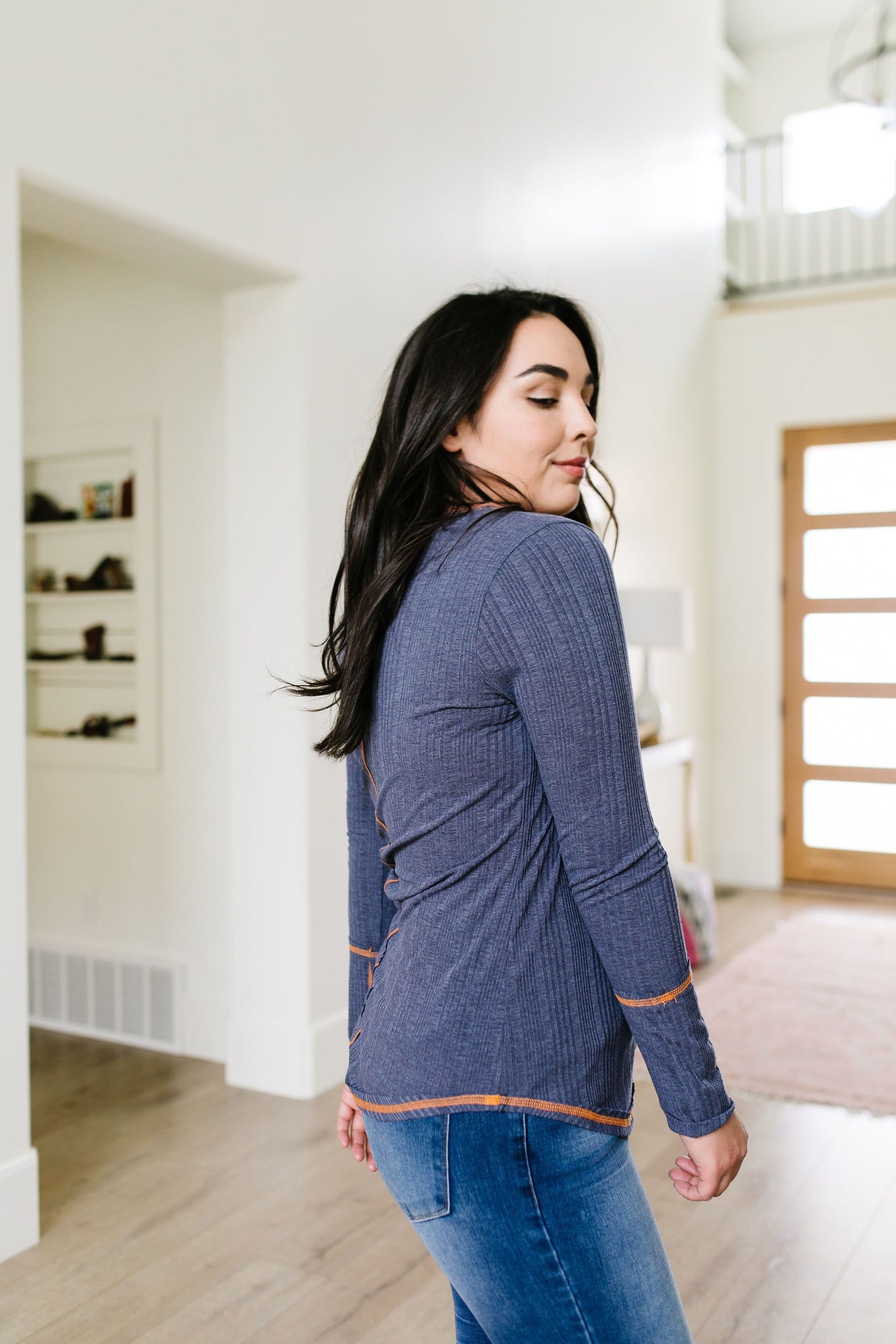 On The Edge Of Spring Top In Slate Blue