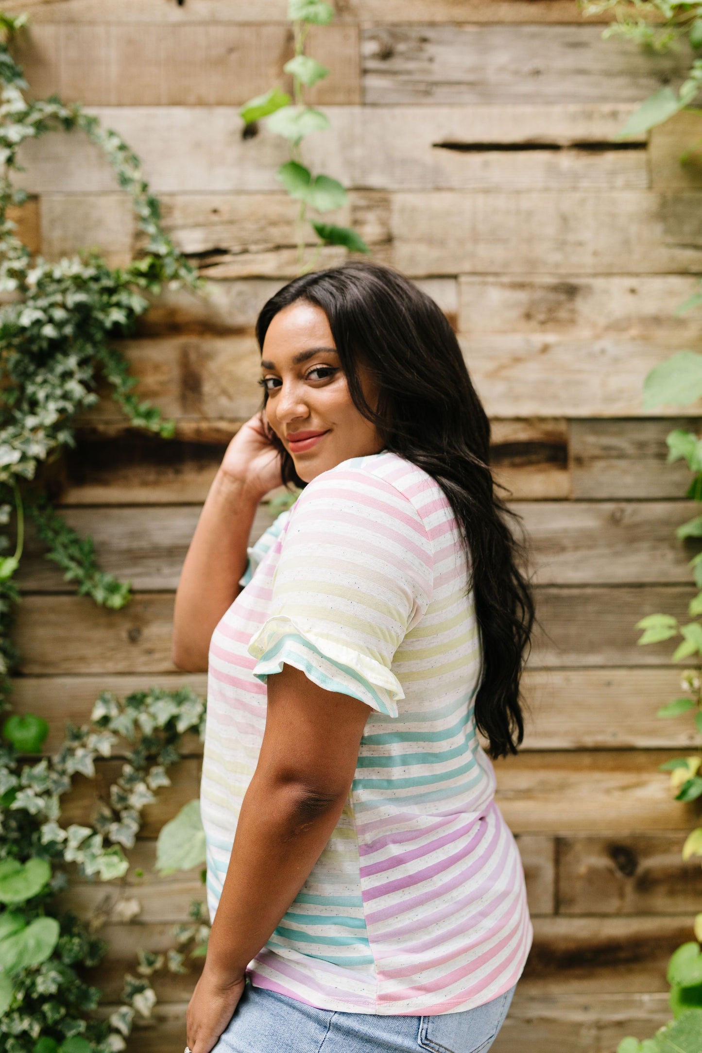 Pastel Palette Ruffle Sleeve Top