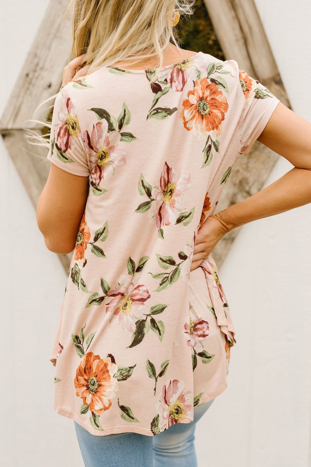 Peach Magnolias Criss Cross Top
