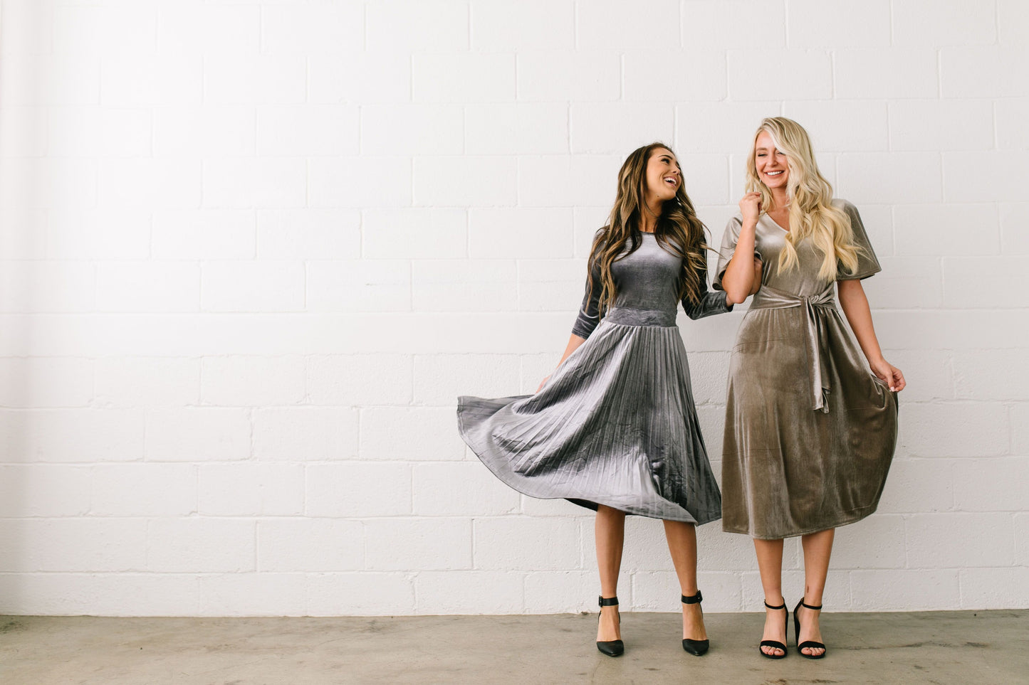 Perfectly Pleated Platinum Velvet Midi Dress