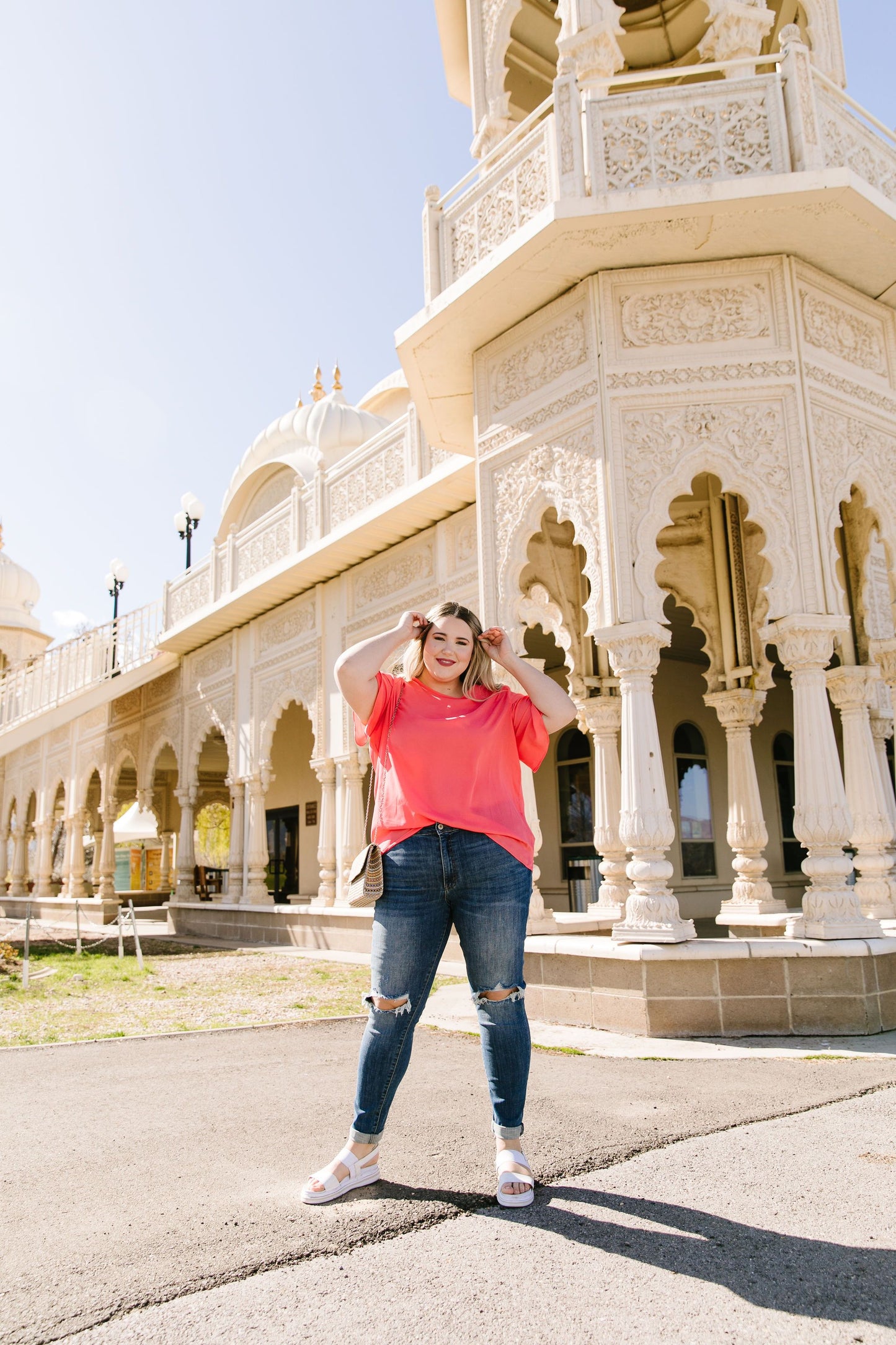 Tulip Sleeve Blouse In Coral