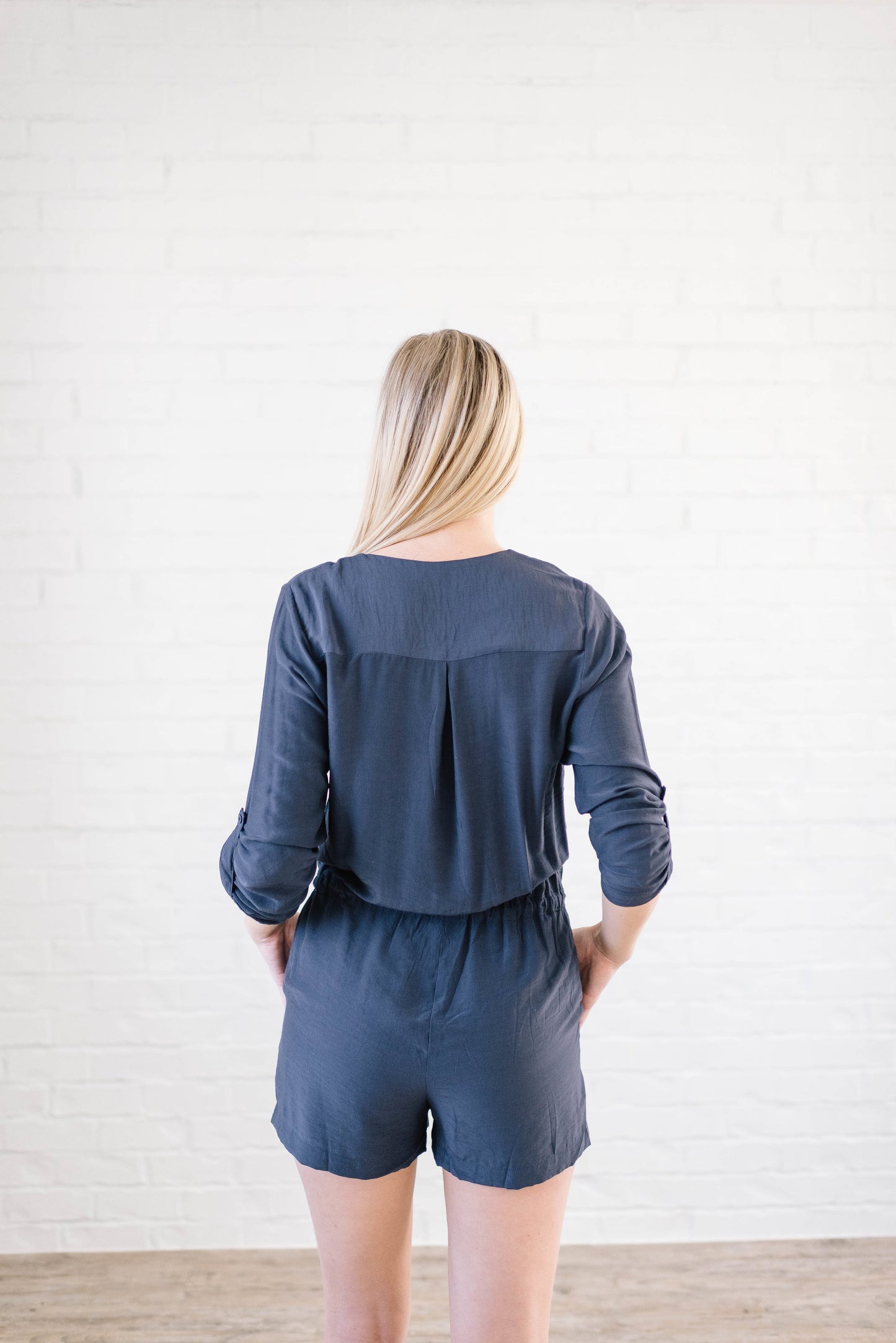 Walk With Me Romper in Navy