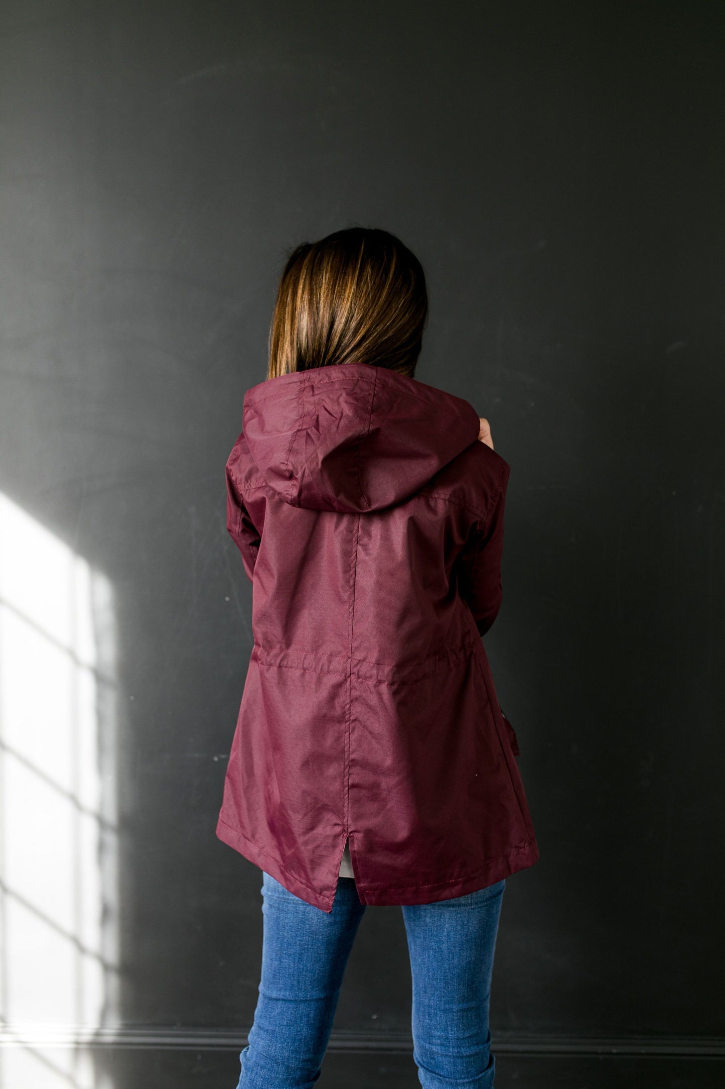 Waterproof Hooded Anorak In Burgundy - ALL SALES FINAL