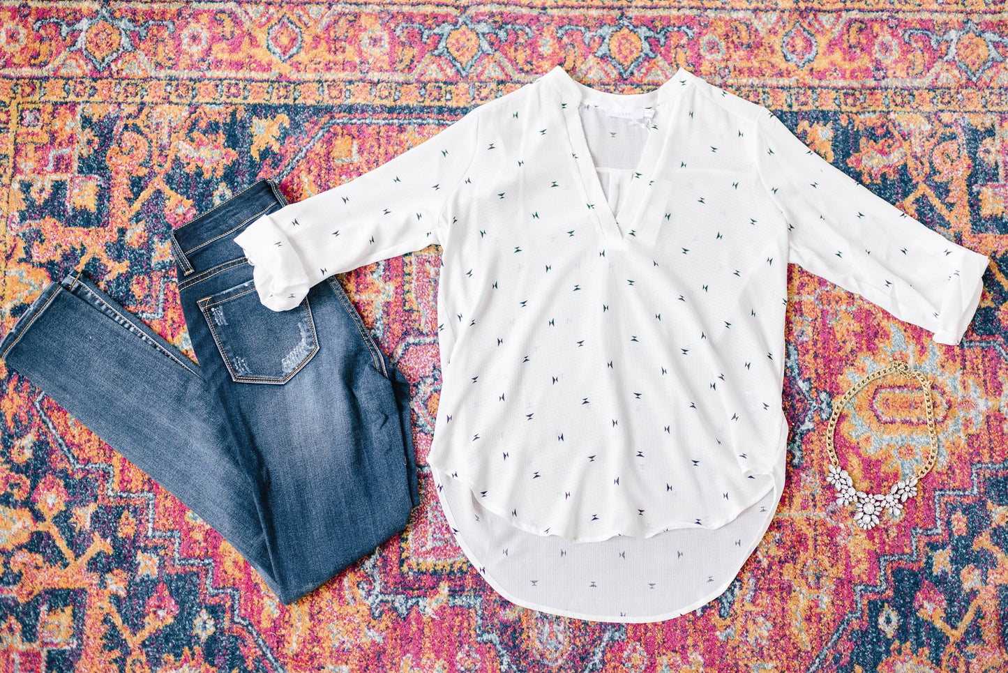 White + Black Bows Top
