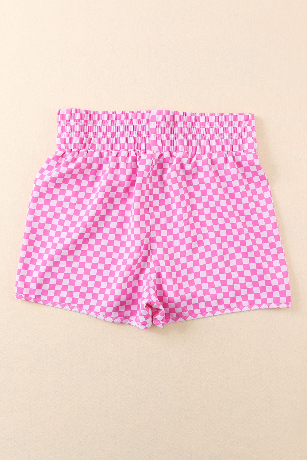 Checkered Elastic Waist Shorts