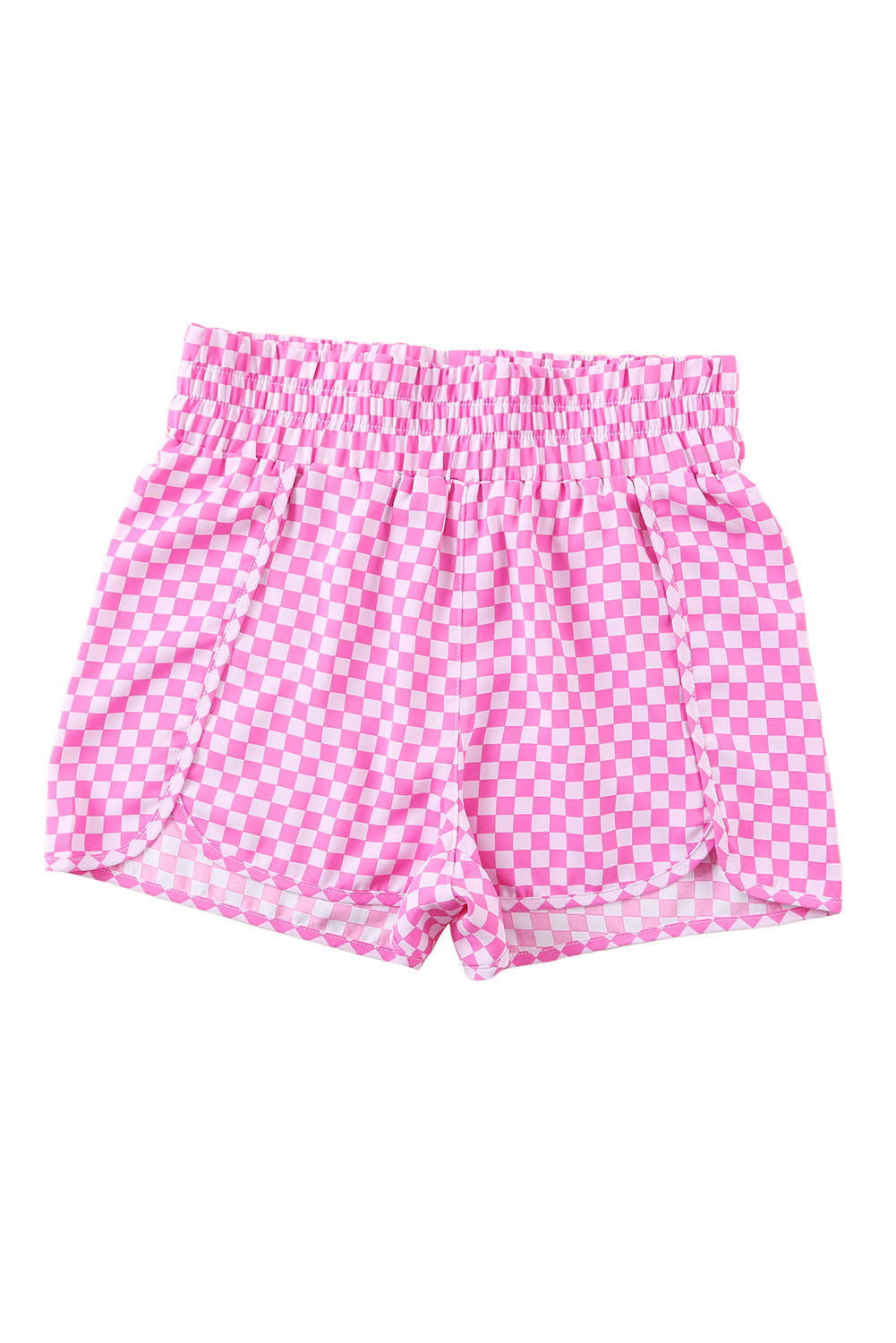 Checkered Elastic Waist Shorts