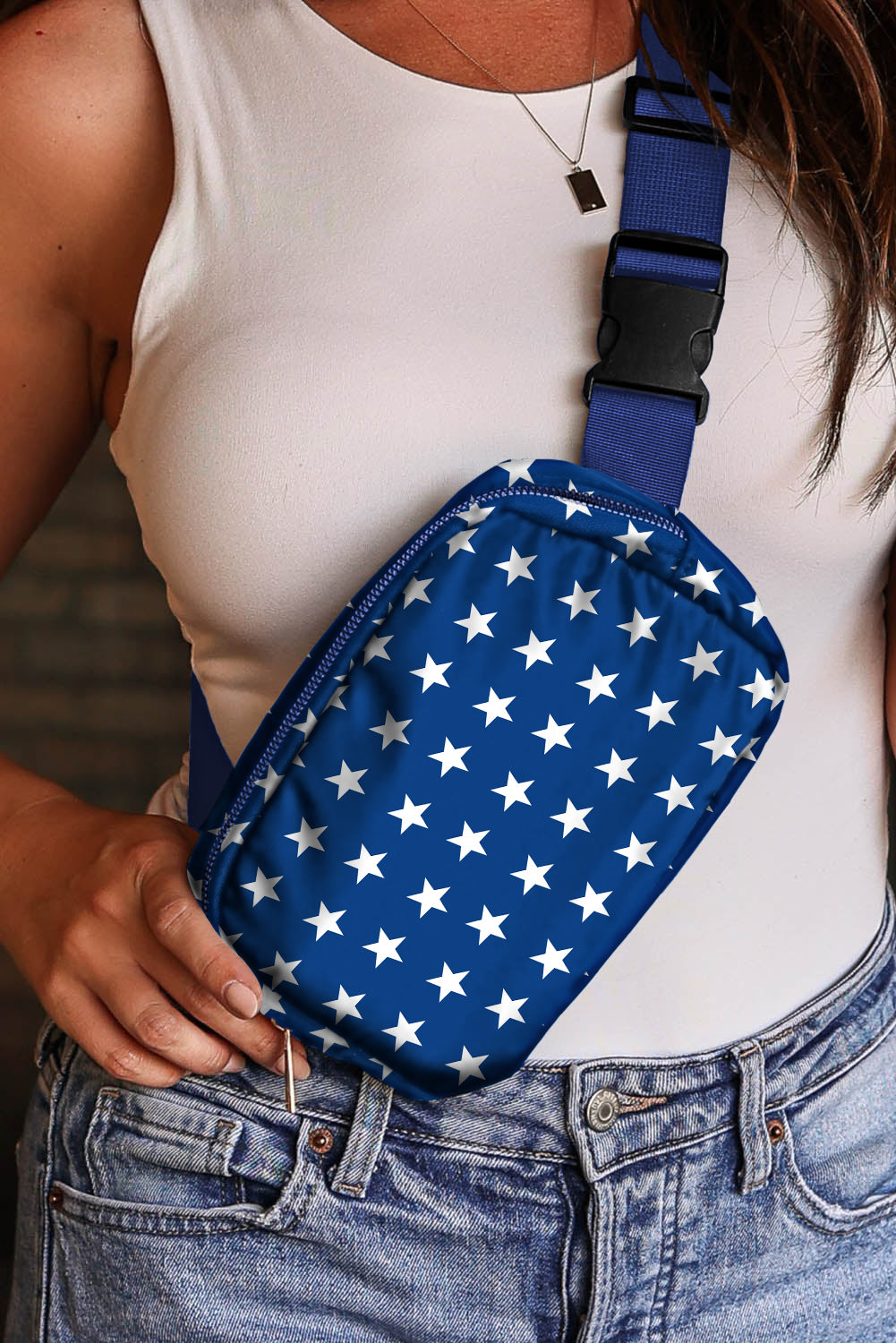 Bluing Independent Day Flag Star Printed Crossbody Bag