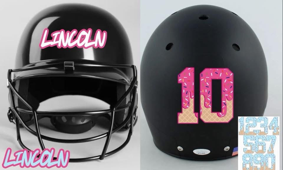 Ice Cream Drip Number Stickers Decals Helmets