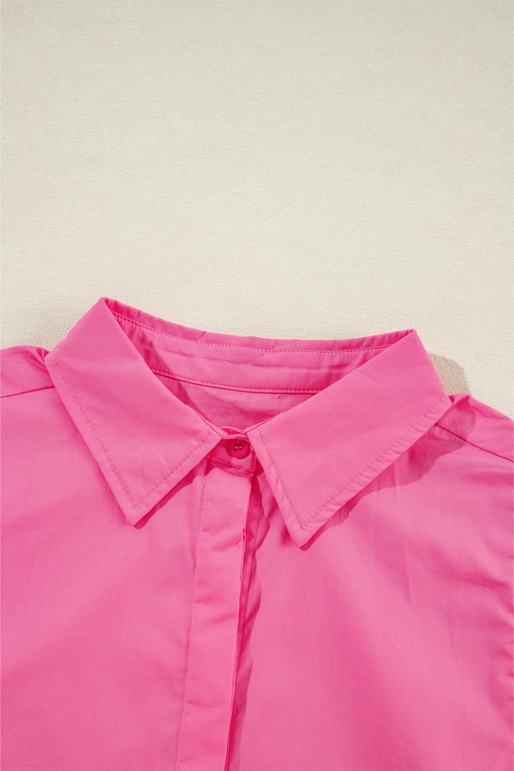 Bonbon Poplin Ruffle Trim Collared Shirt