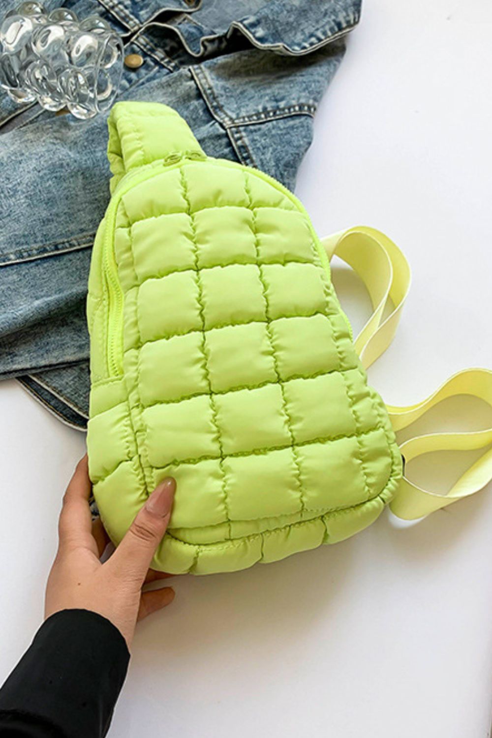 Quilted Nylon Crossbody  Bag