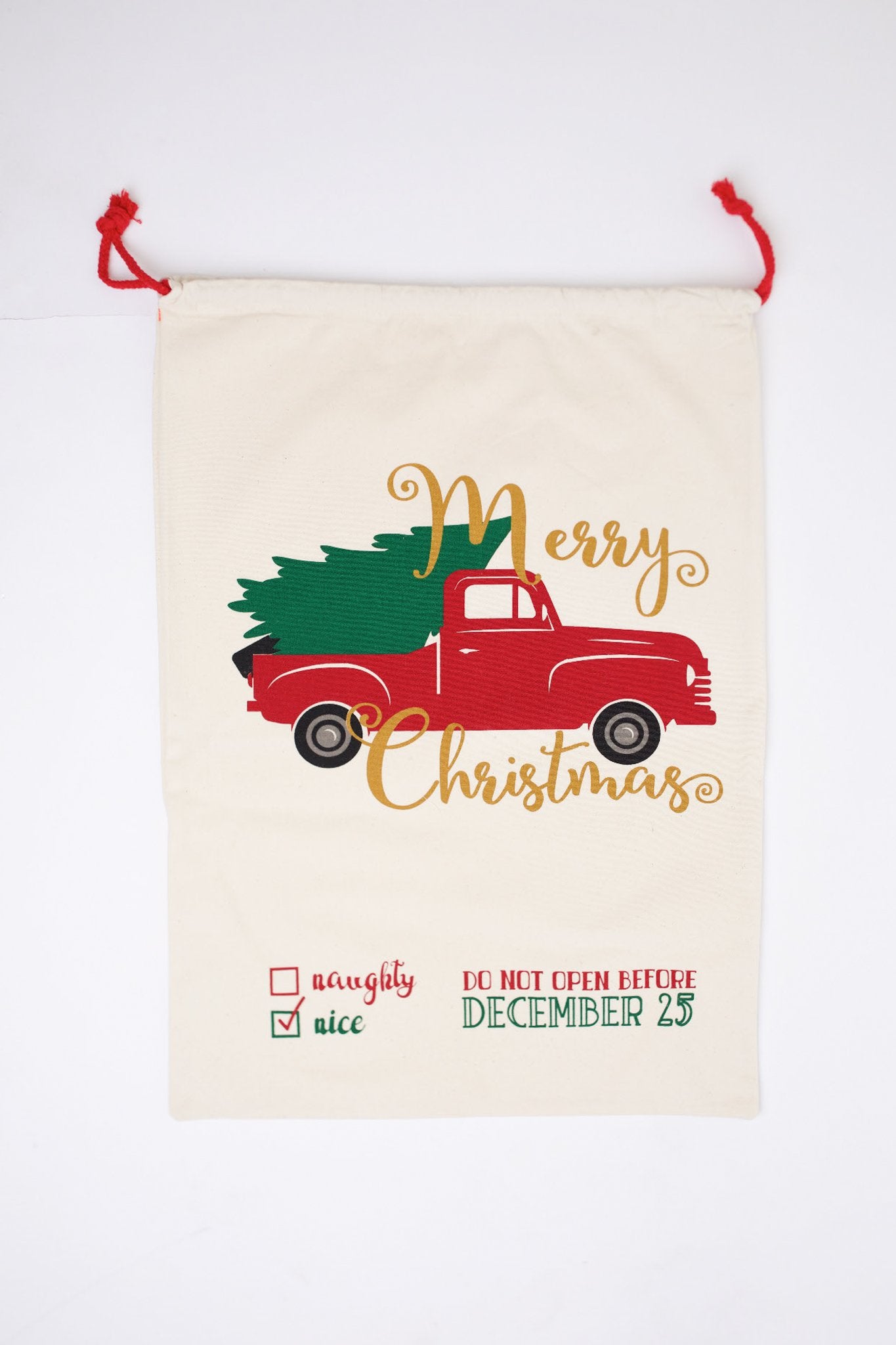 Christmas Trees And Trucks Santa Sack