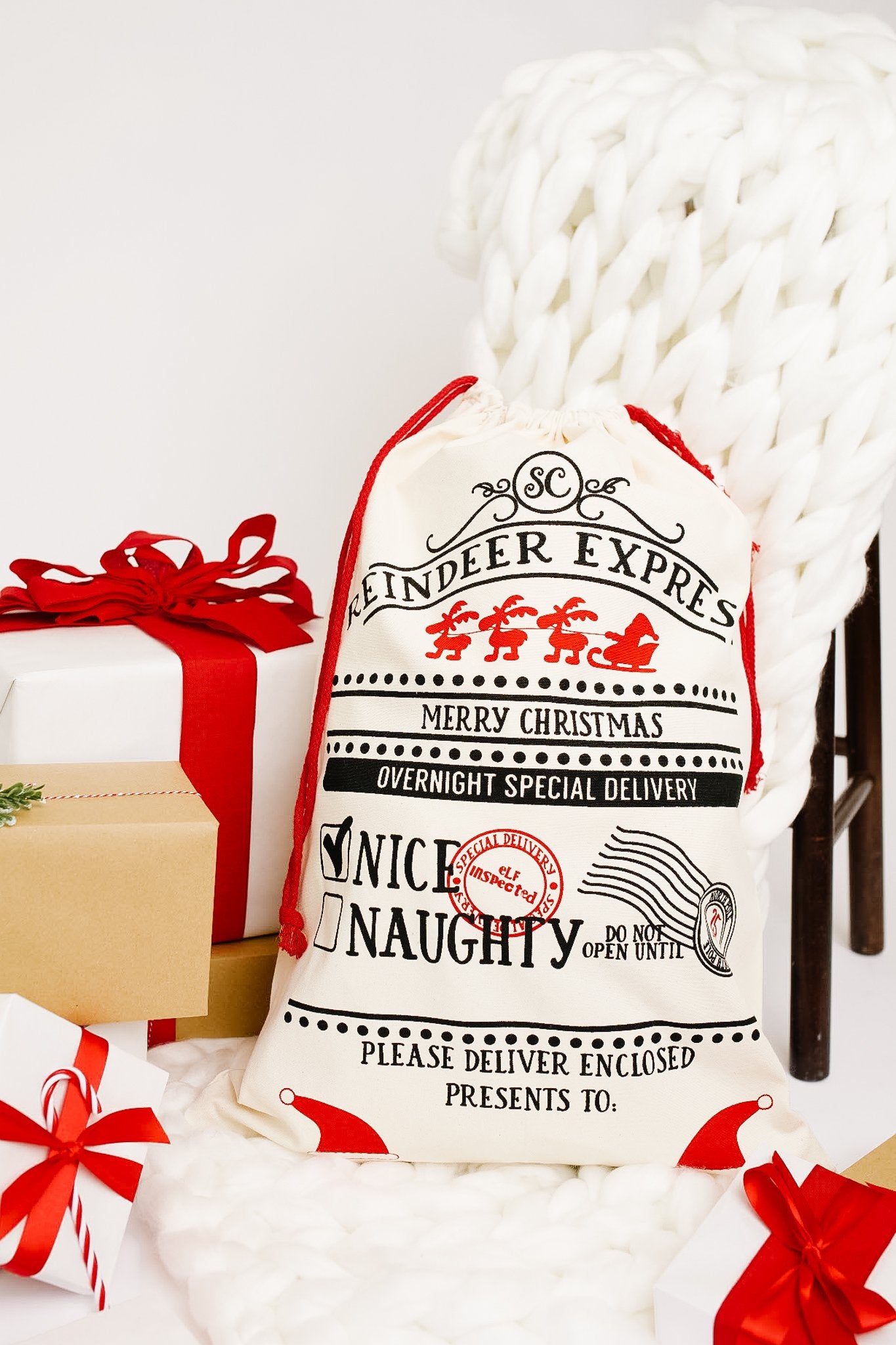 The Reindeer Express Santa Sack