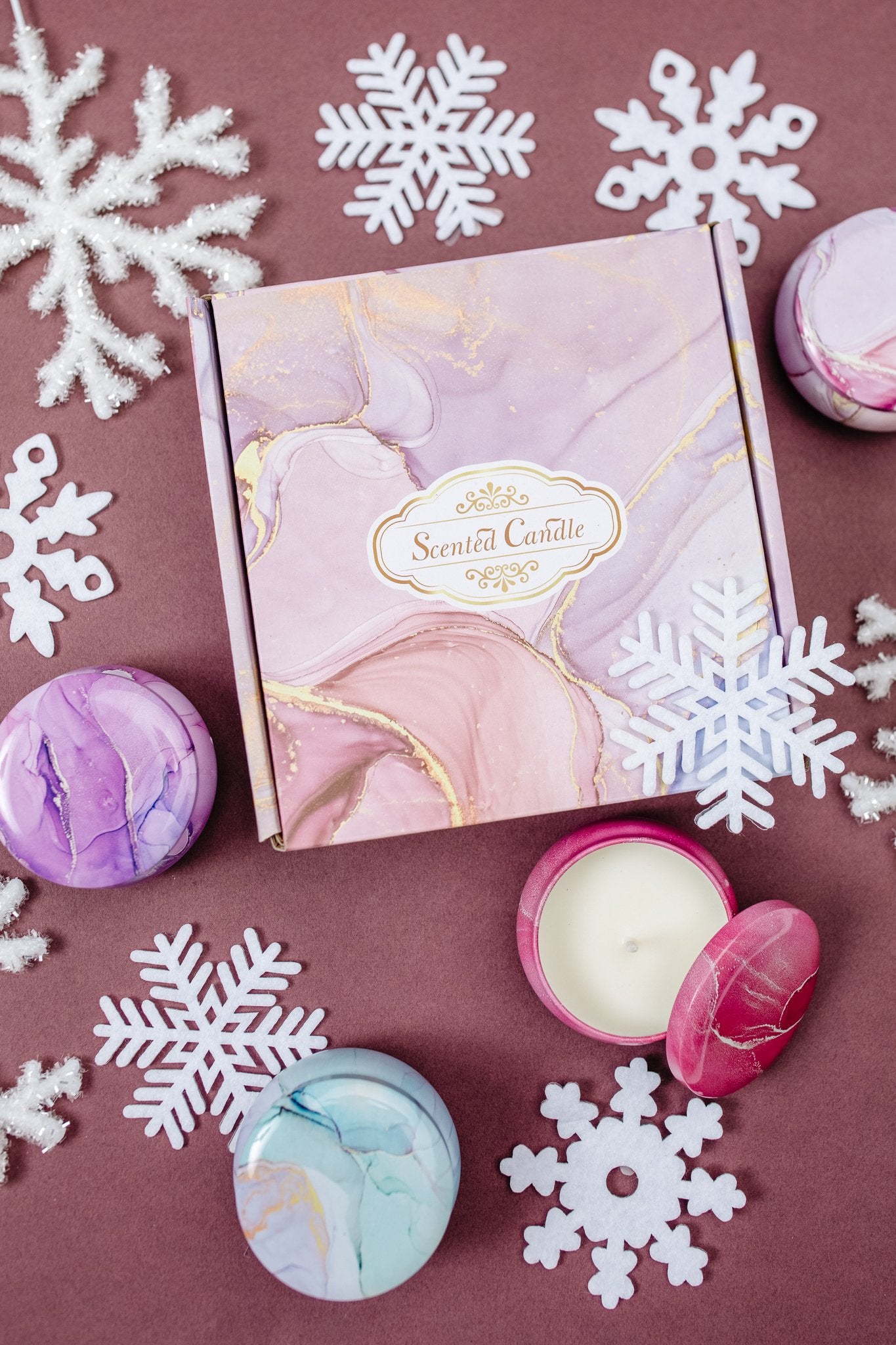 Merry Marbled Candles