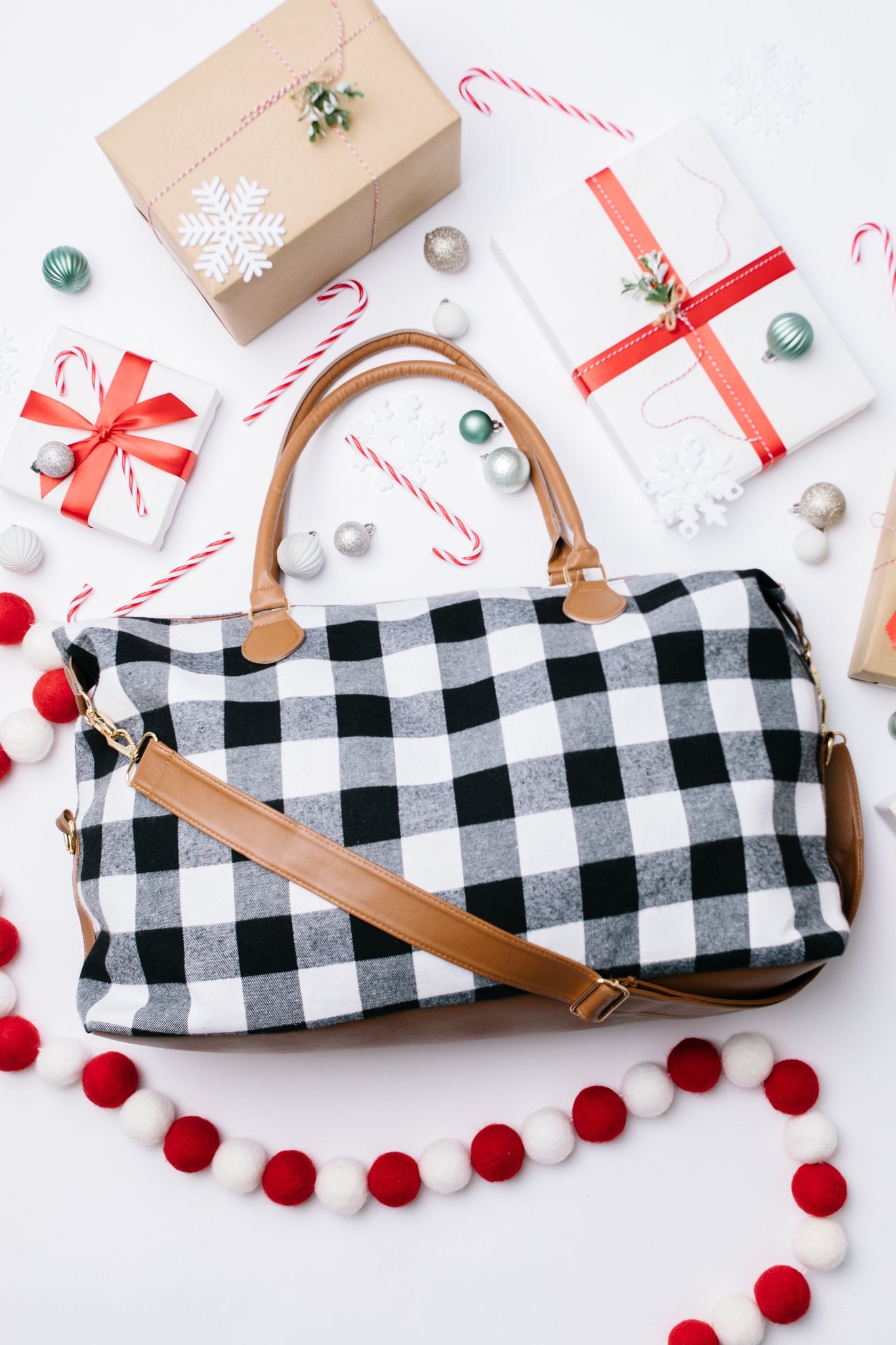 Buffalo Plaid Holiday Weekender Bag