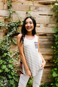 Stripes & More Stripes Tank Top In Heather Gray